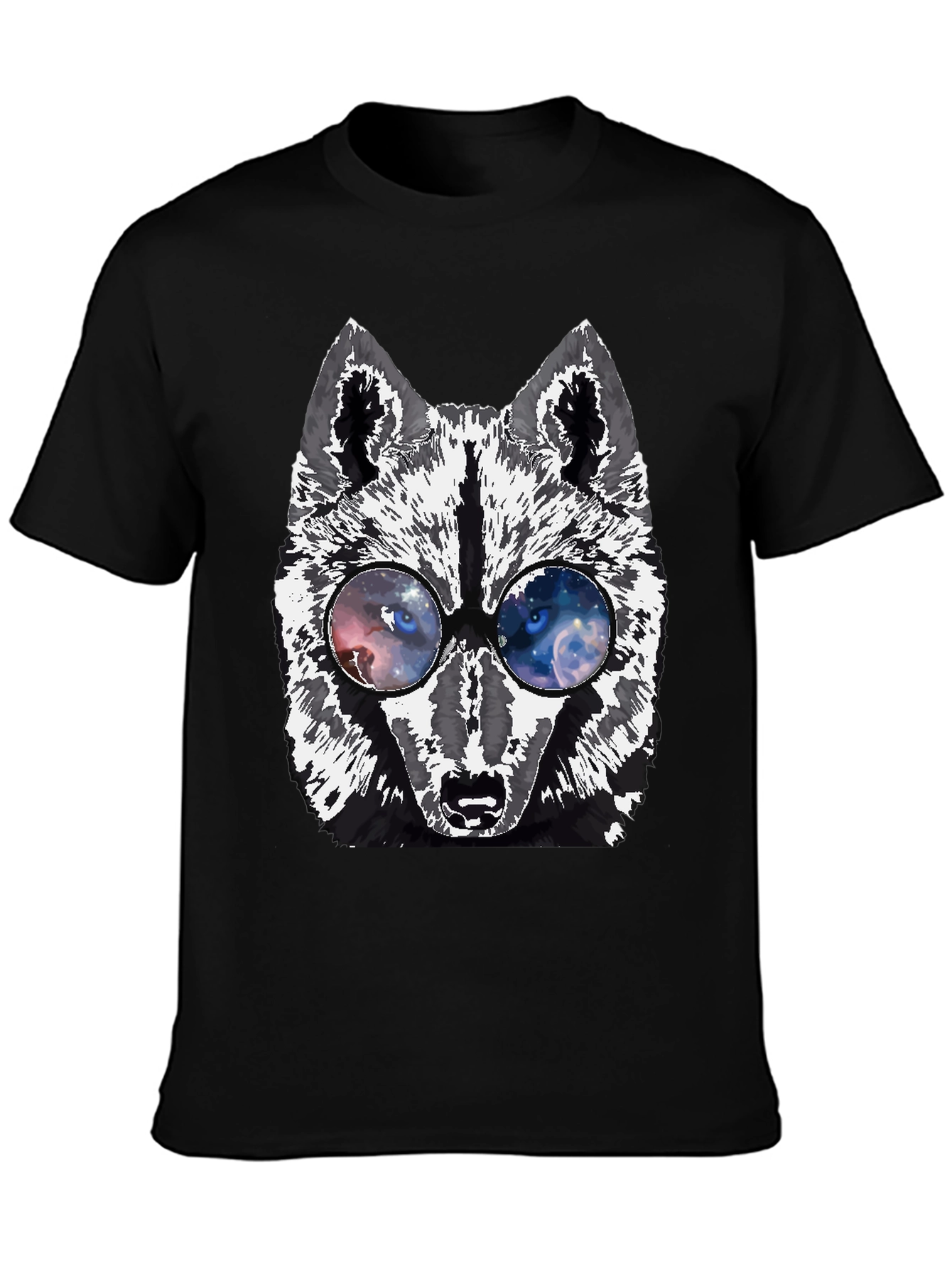 Wolf Galaxy Glasses Graphic Tee - Cool Stylish Unique Design