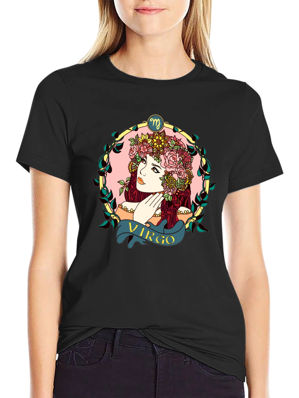 Virgo Zodiac Woman Black T-Shirt