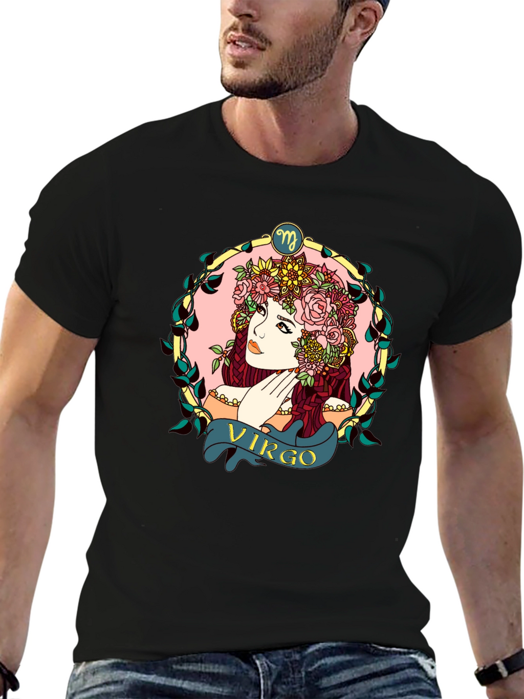 Virgo Zodiac Woman Black T-Shirt
