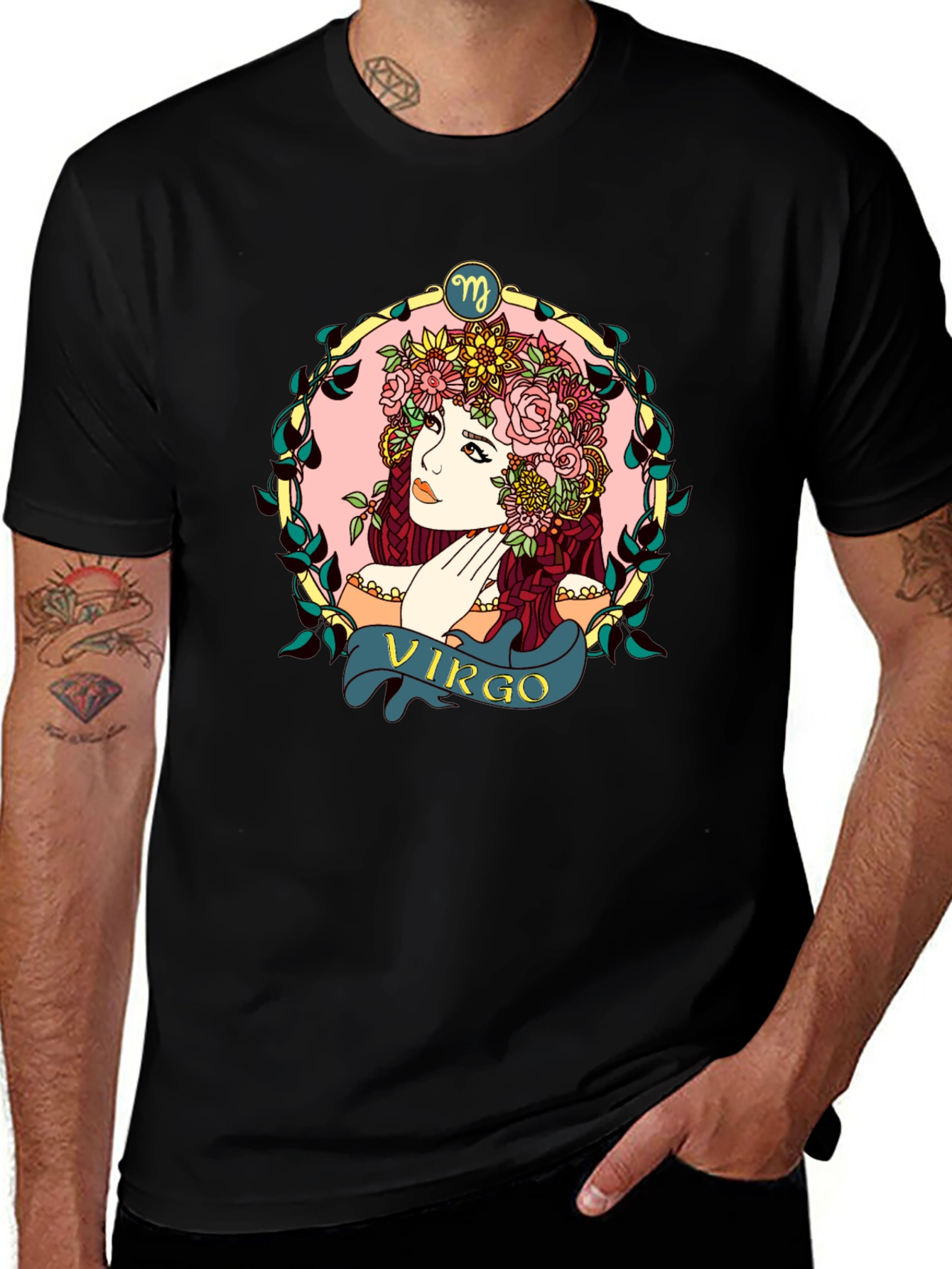 Virgo Zodiac Woman Black T-Shirt