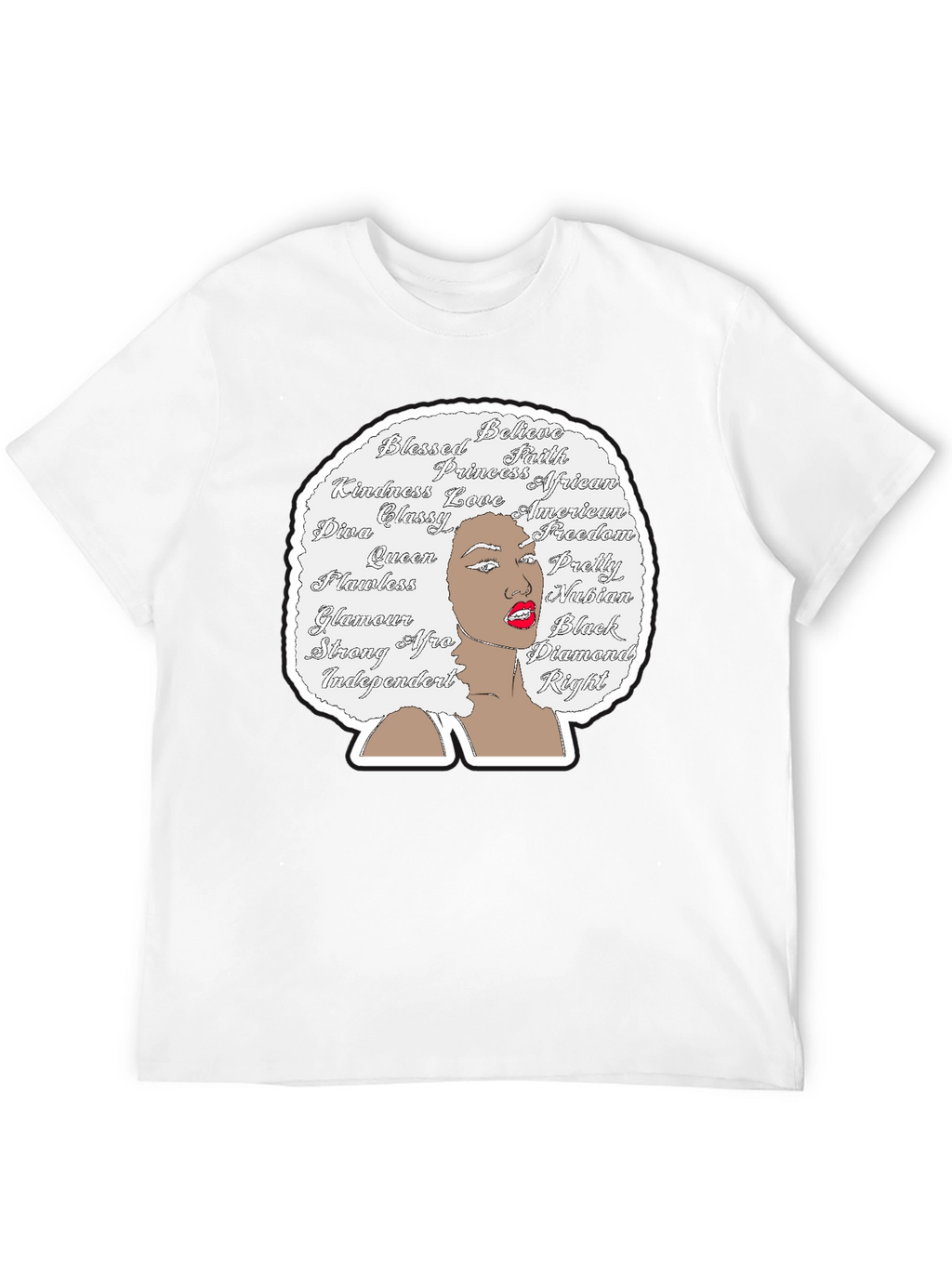Afro Woman Word Art Graphic Tee - Black