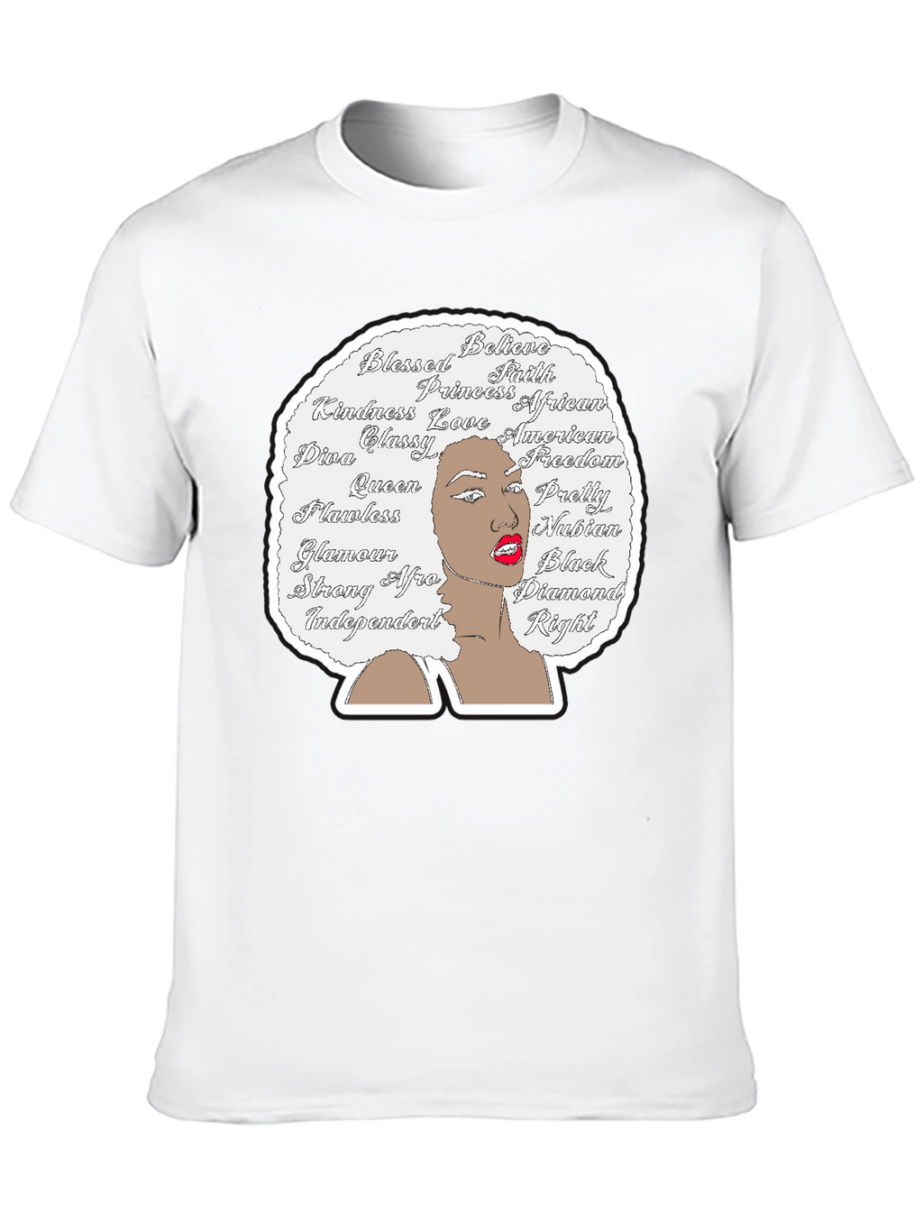 Afro Woman Word Art Graphic Tee - Black