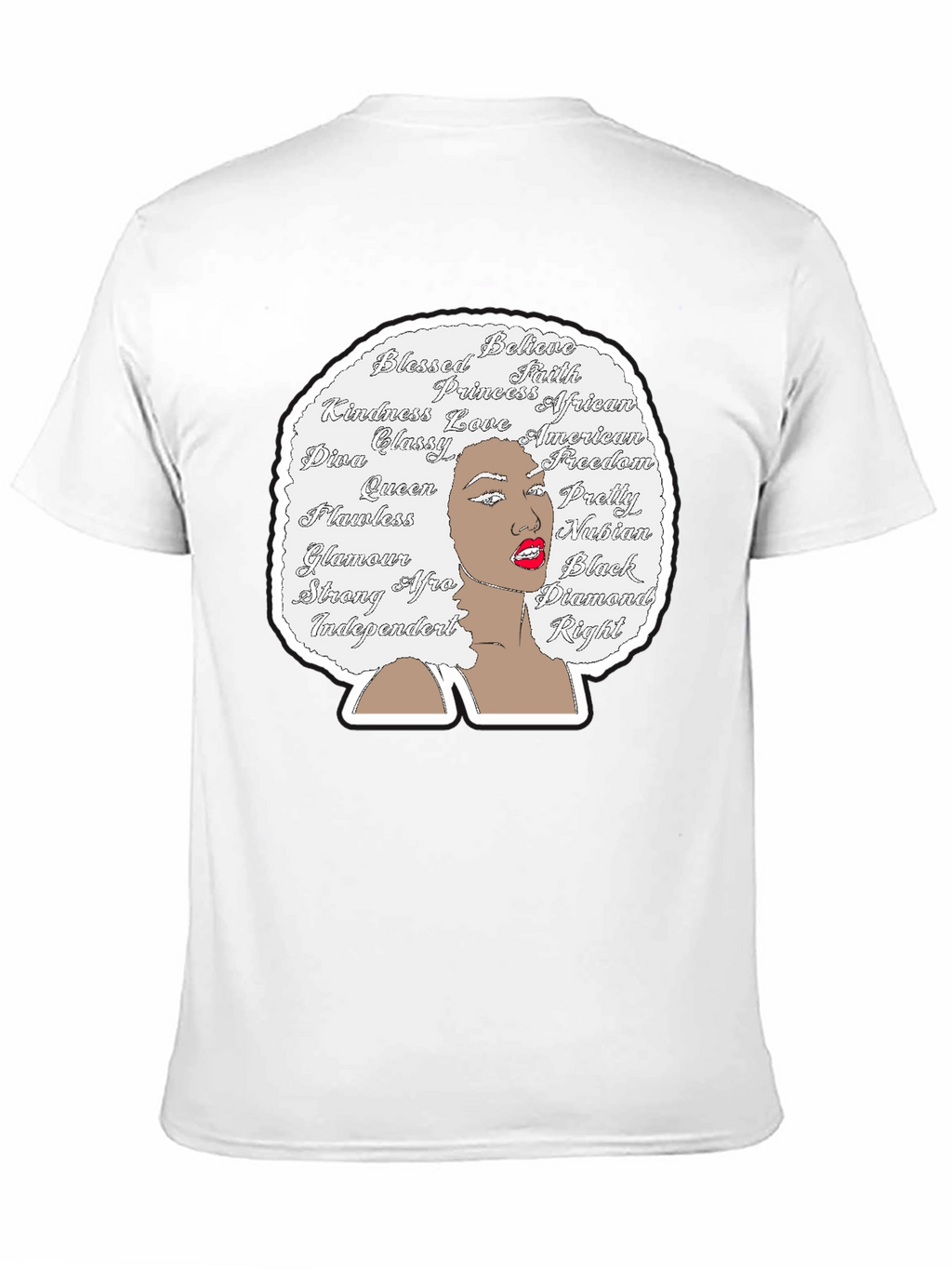 Afro Woman Word Art Graphic Tee - Black