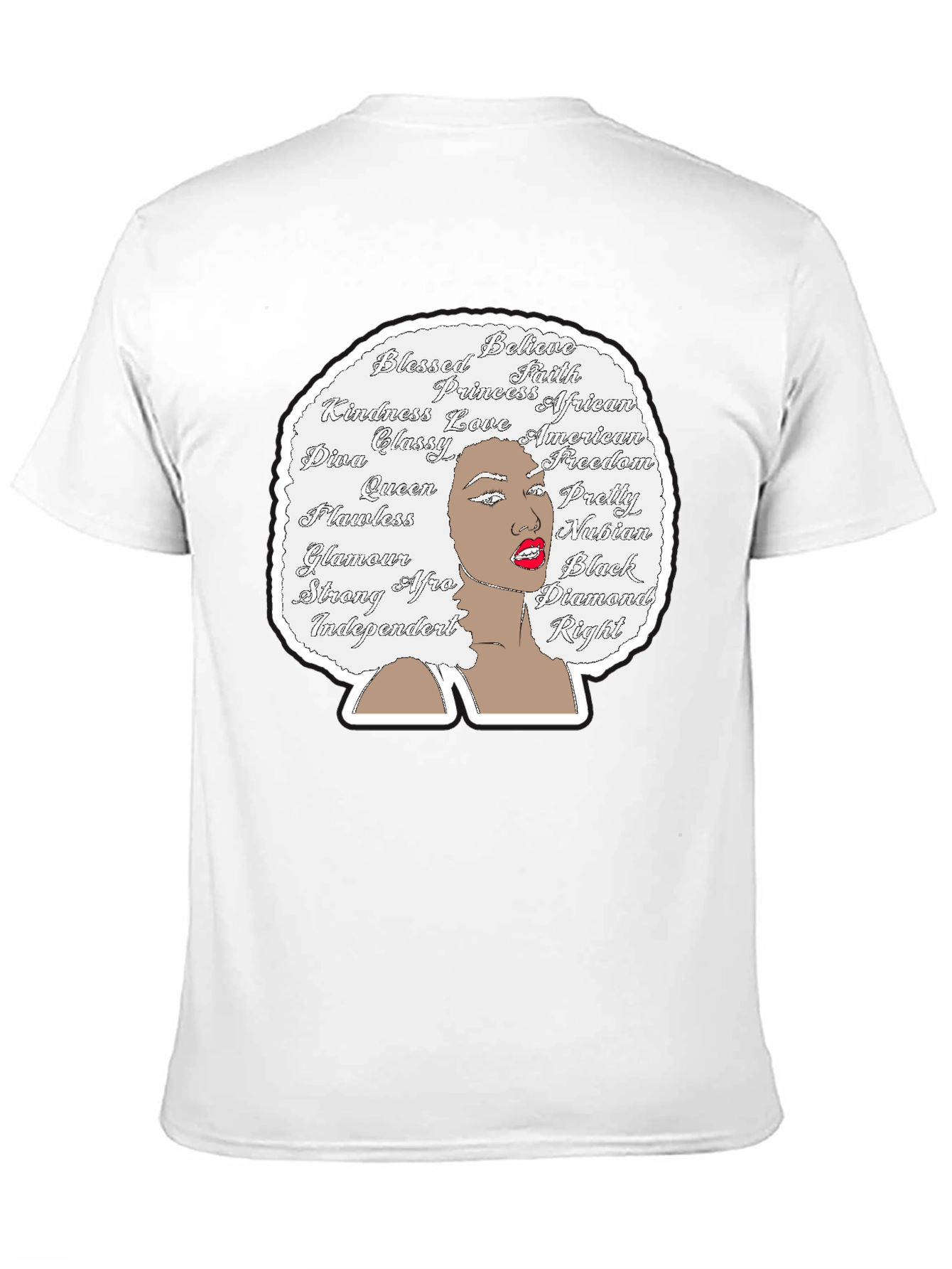 Afro Woman Word Art Graphic Tee - Black