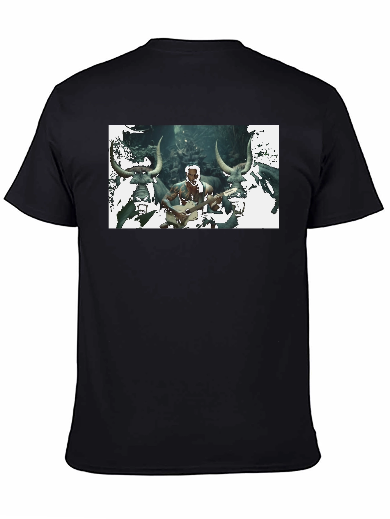 Mens Black T-Shirt with Unique Graphic Design
