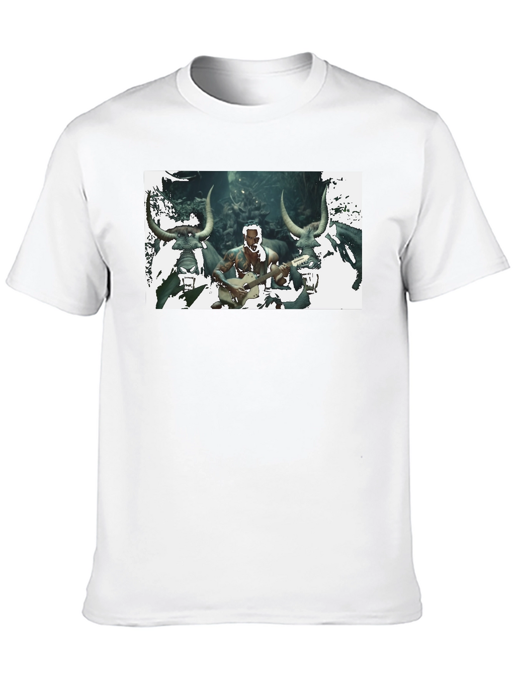 Mens Black T-Shirt with Unique Graphic Design