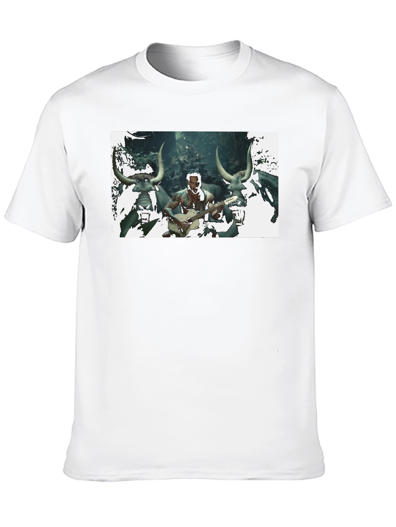 Mens Black T-Shirt with Unique Graphic Design