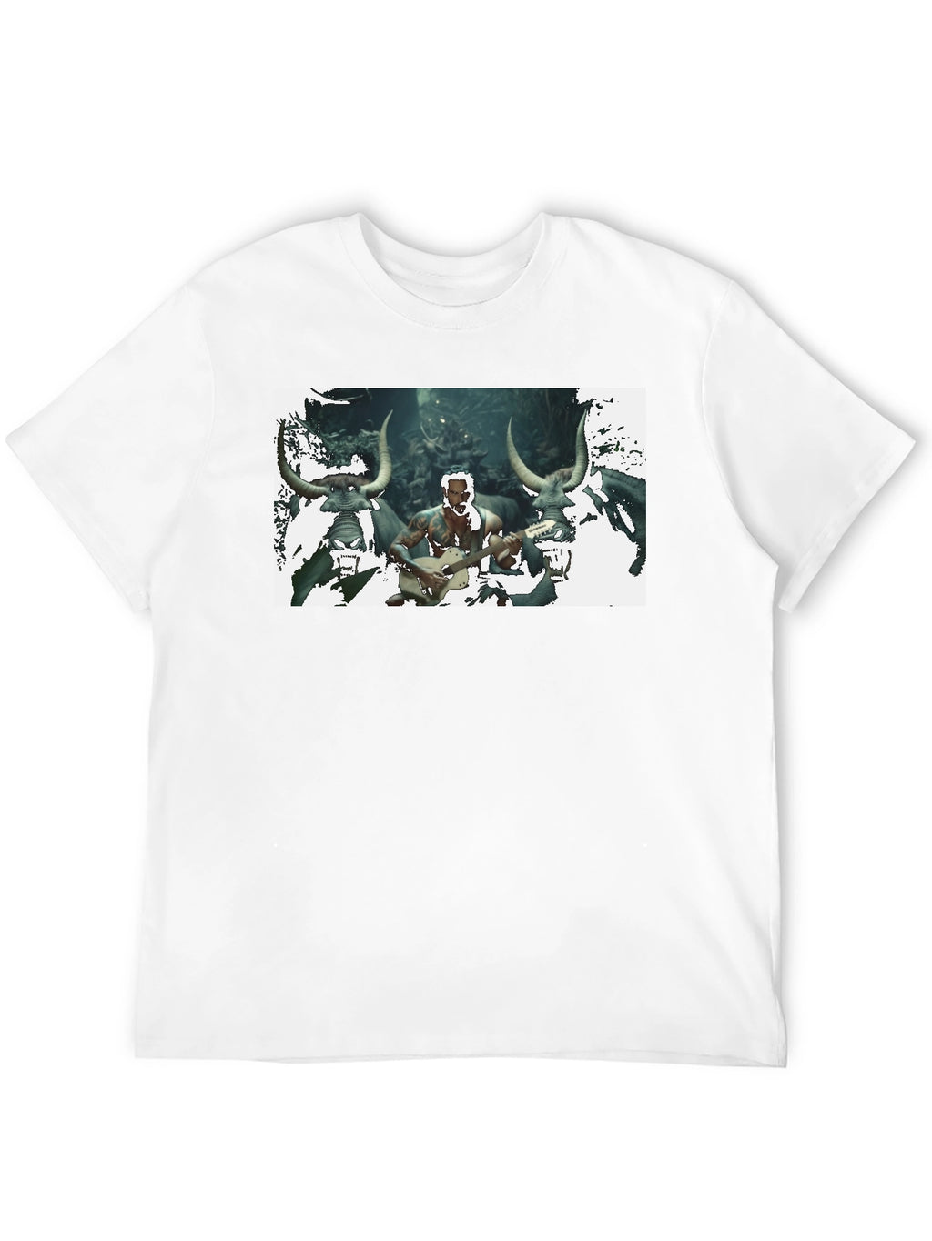 Mens Black T-Shirt with Unique Graphic Design