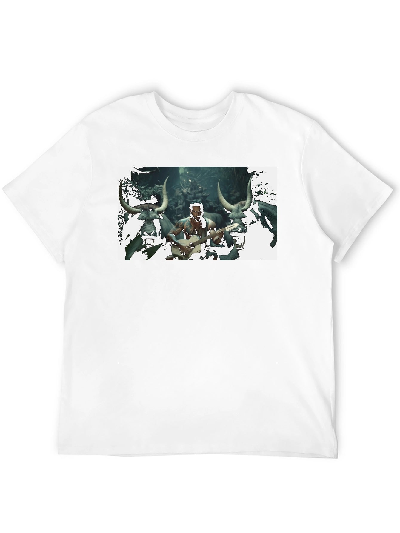 Mens Black T-Shirt with Unique Graphic Design