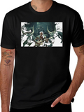 Mens Black T-Shirt with Unique Graphic Design