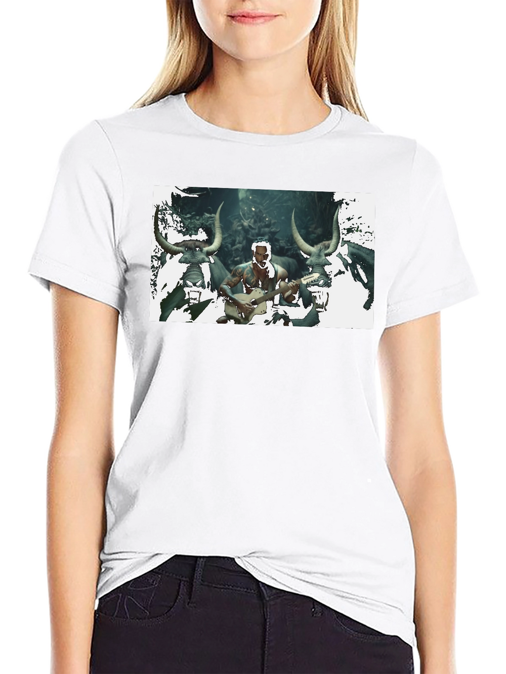 Mens Black T-Shirt with Unique Graphic Design