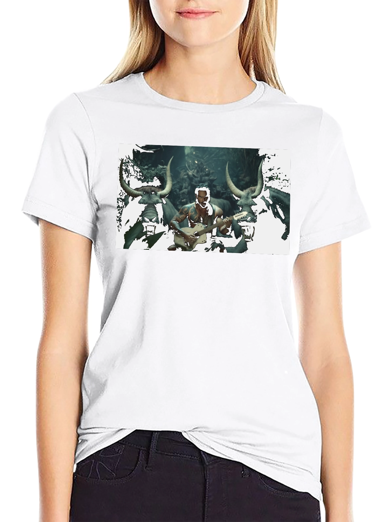 Mens Black T-Shirt with Unique Graphic Design