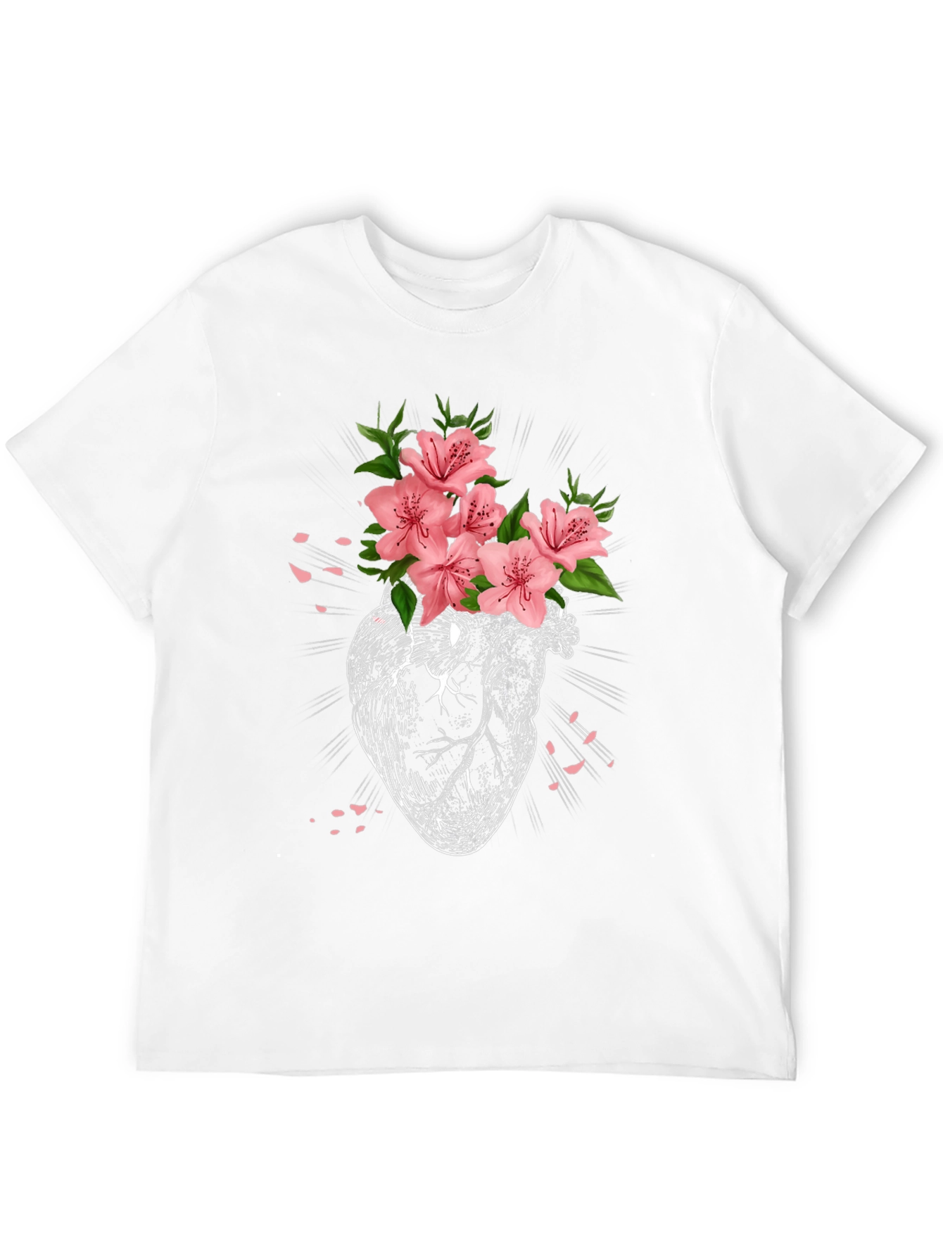 Floral Heart Graphic T-Shirt - Black