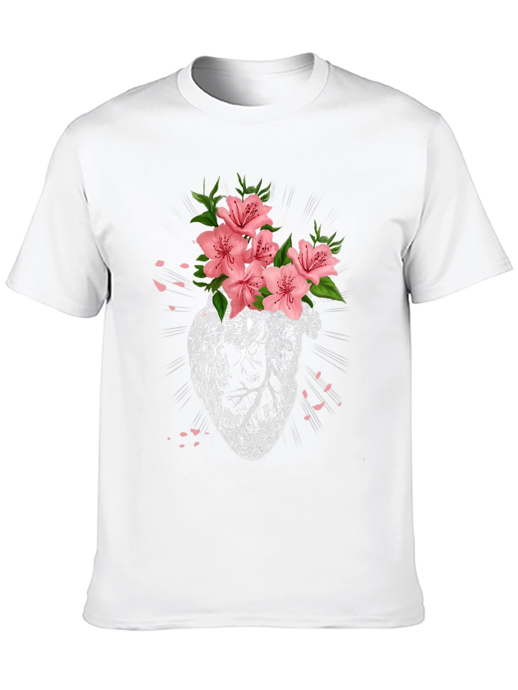 Floral Heart Graphic T-Shirt - Black