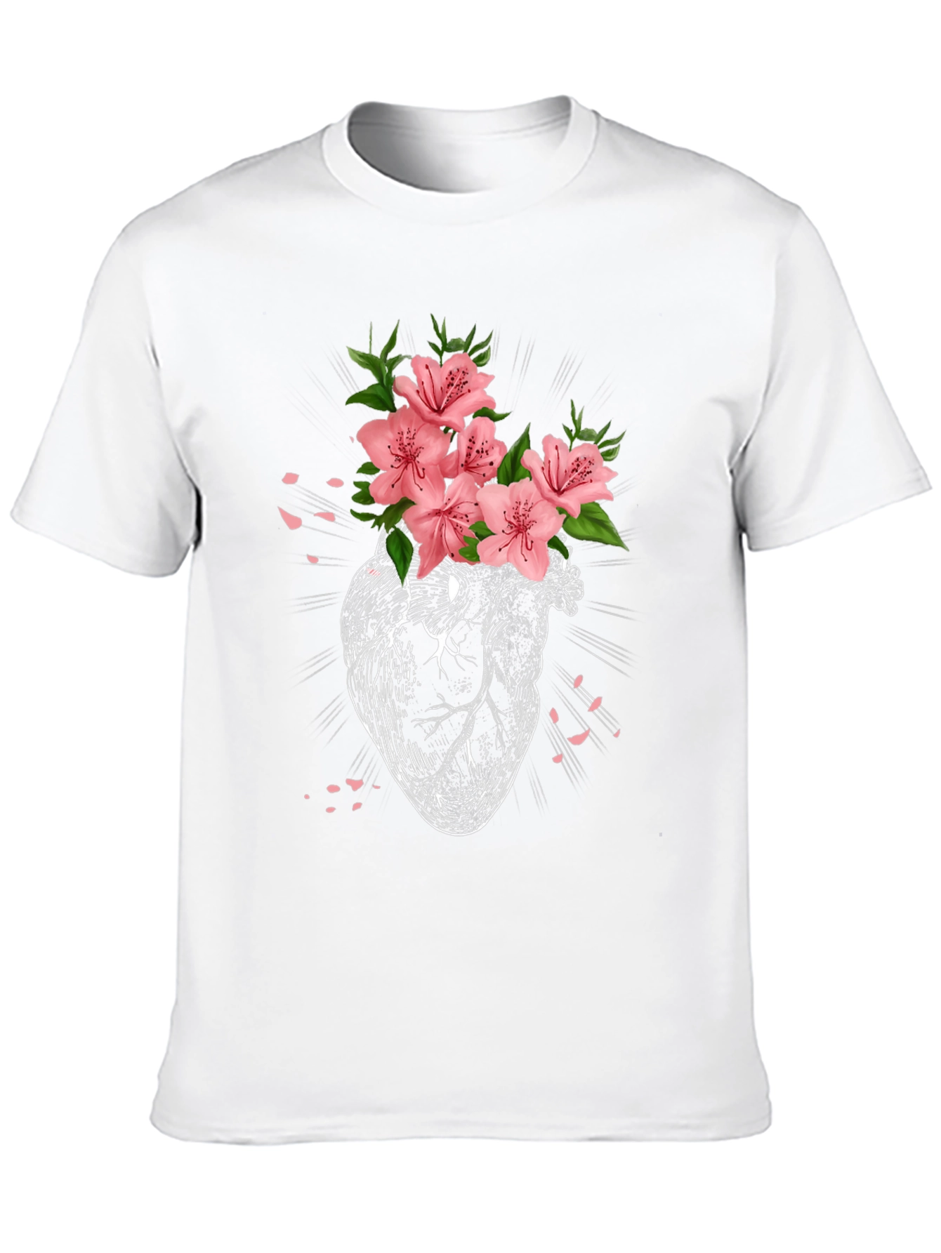 Floral Heart Graphic T-Shirt - Black