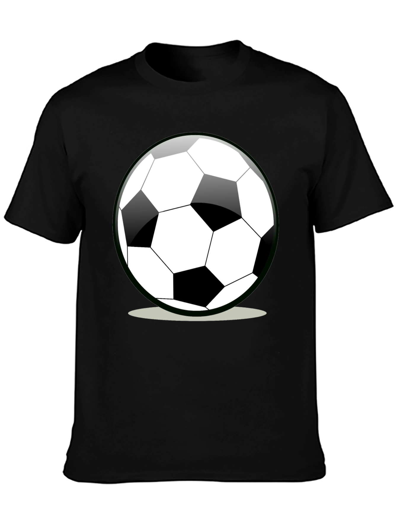 Soccer Ball Graphic Tee - Black Cotton Casual Shirt