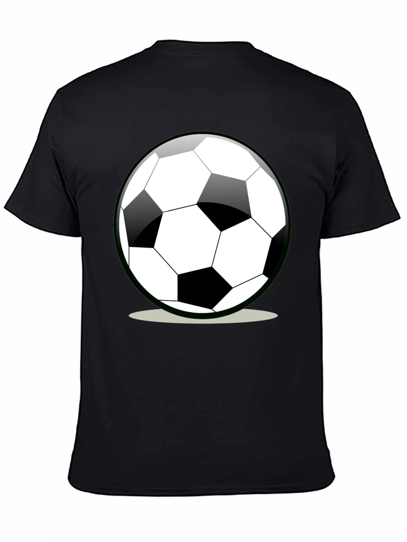 Soccer Ball Graphic Tee - Black Cotton Casual Shirt