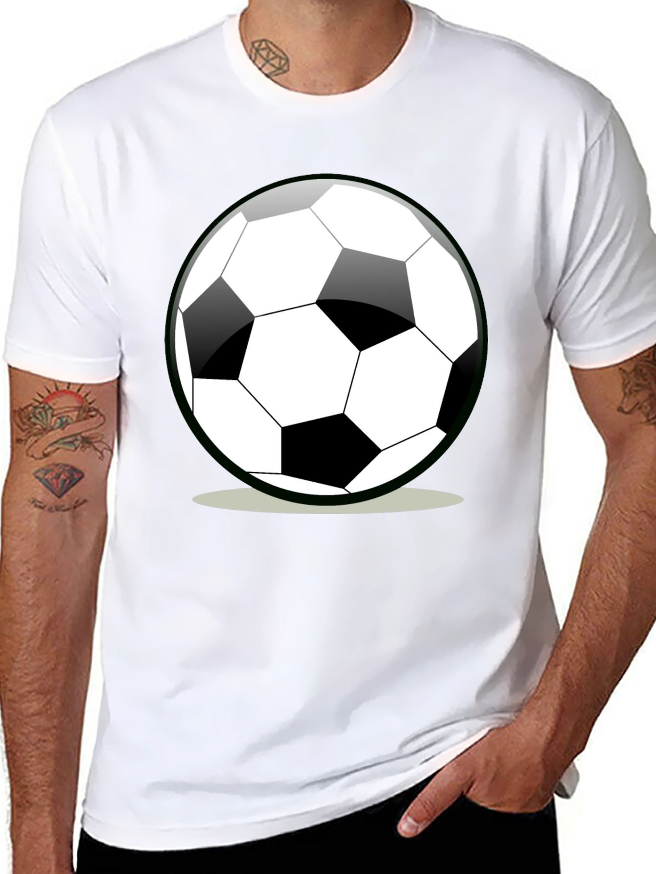 Soccer Ball Graphic Tee - Black Cotton Casual Shirt
