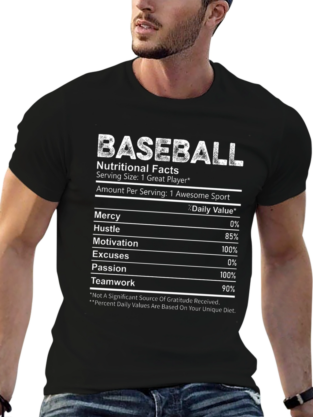Baseball Nutritional Facts Graphic T-Shirt