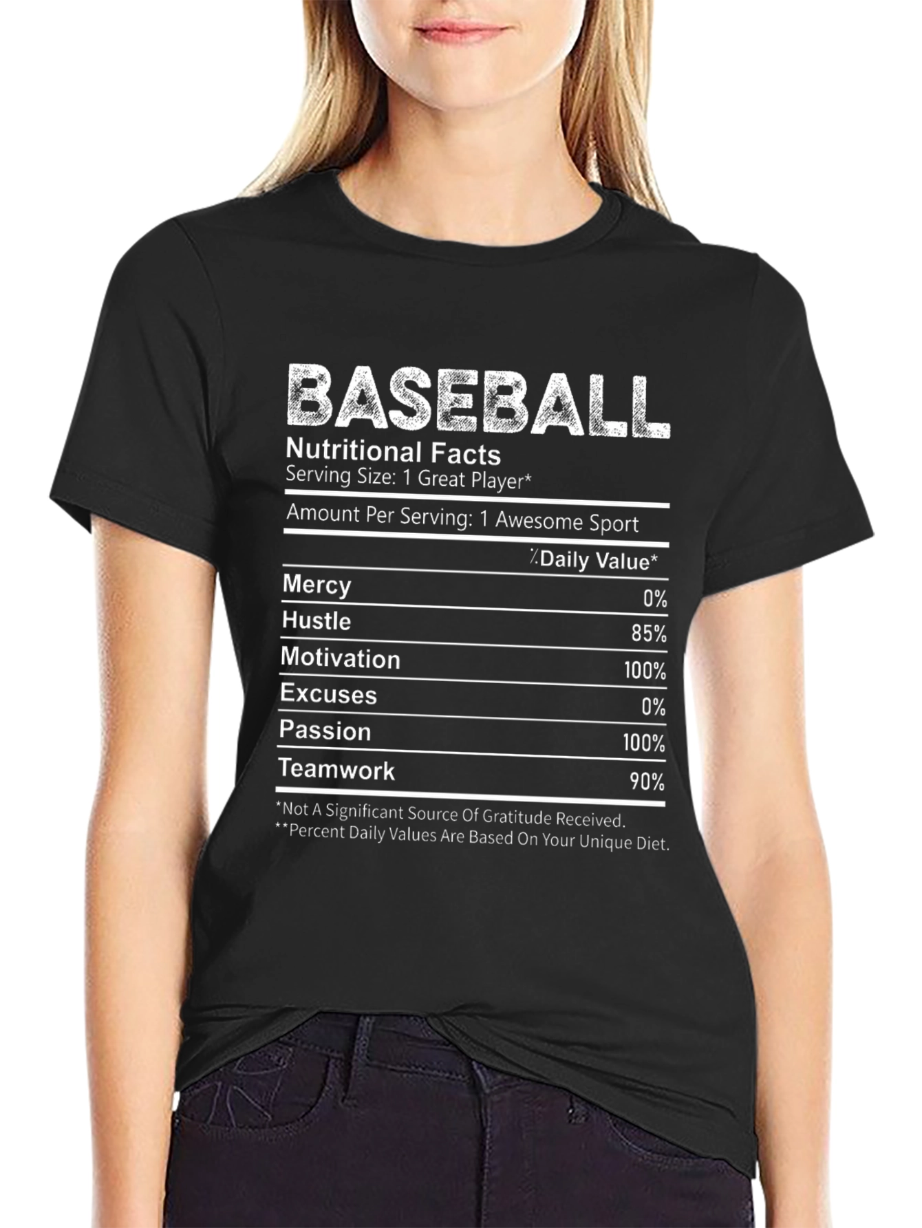 Baseball Nutritional Facts Graphic T-Shirt