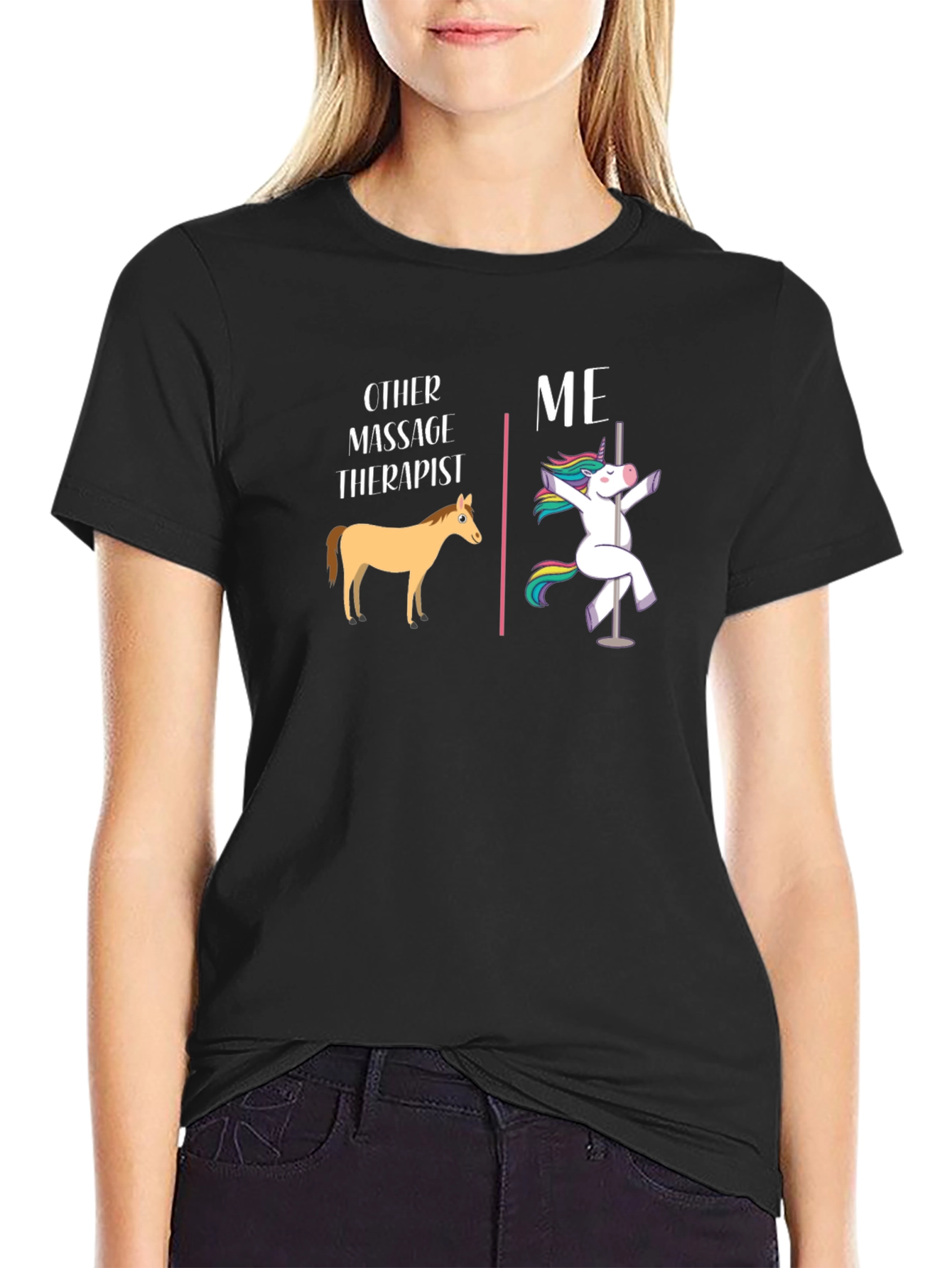Funny Massage Therapist T-Shirt - Horse & Unicorn