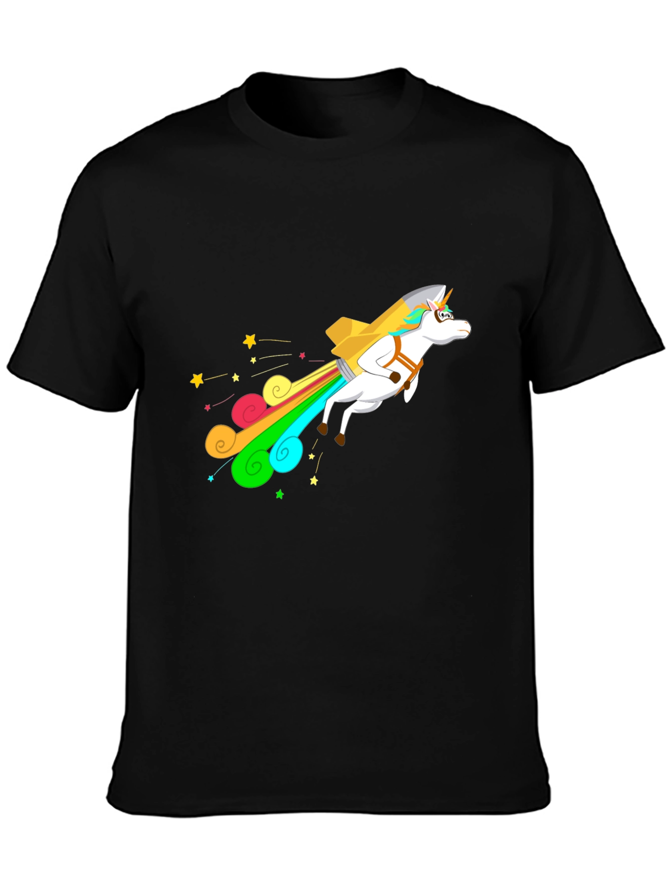 Unicorn Rocket T-Shirt - Black Cotton Blend