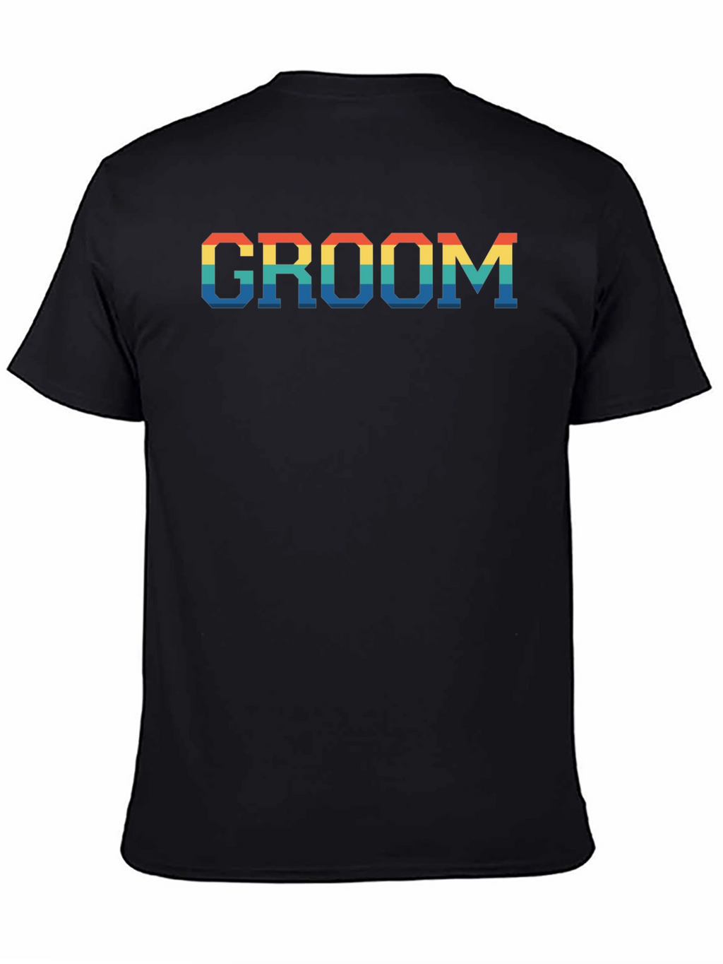 Groom Rainbow Text Print Black T-Shirt