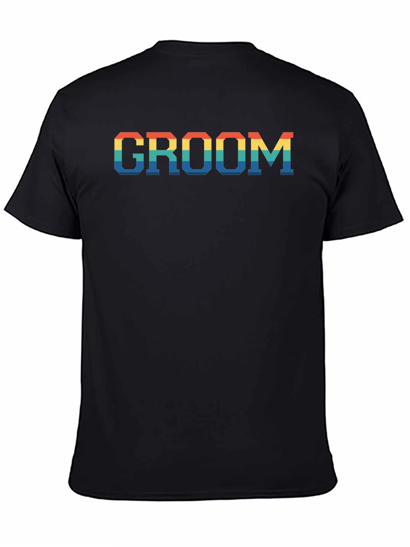 Groom Rainbow Text Print Black T-Shirt