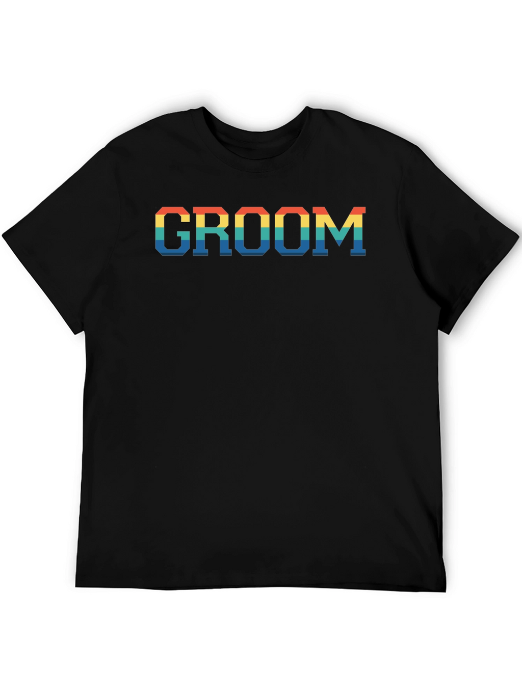 Groom Rainbow Text Print Black T-Shirt