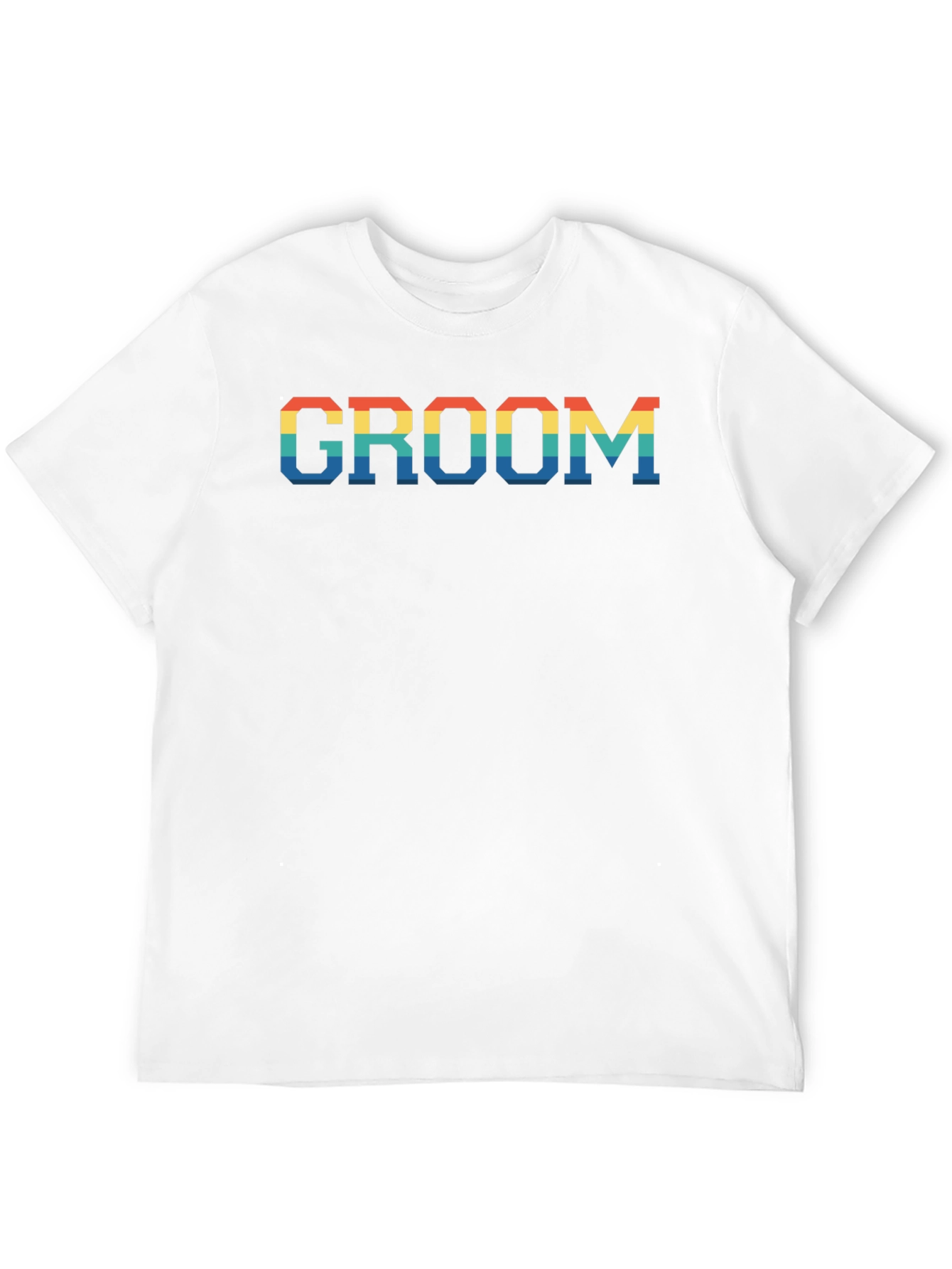 Groom Rainbow Text Print Black T-Shirt