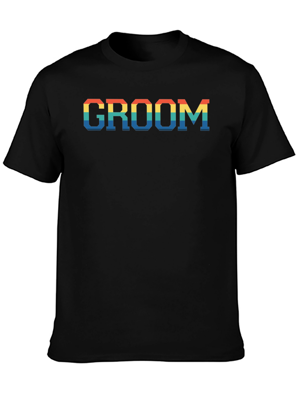 Groom Rainbow Text Print Black T-Shirt