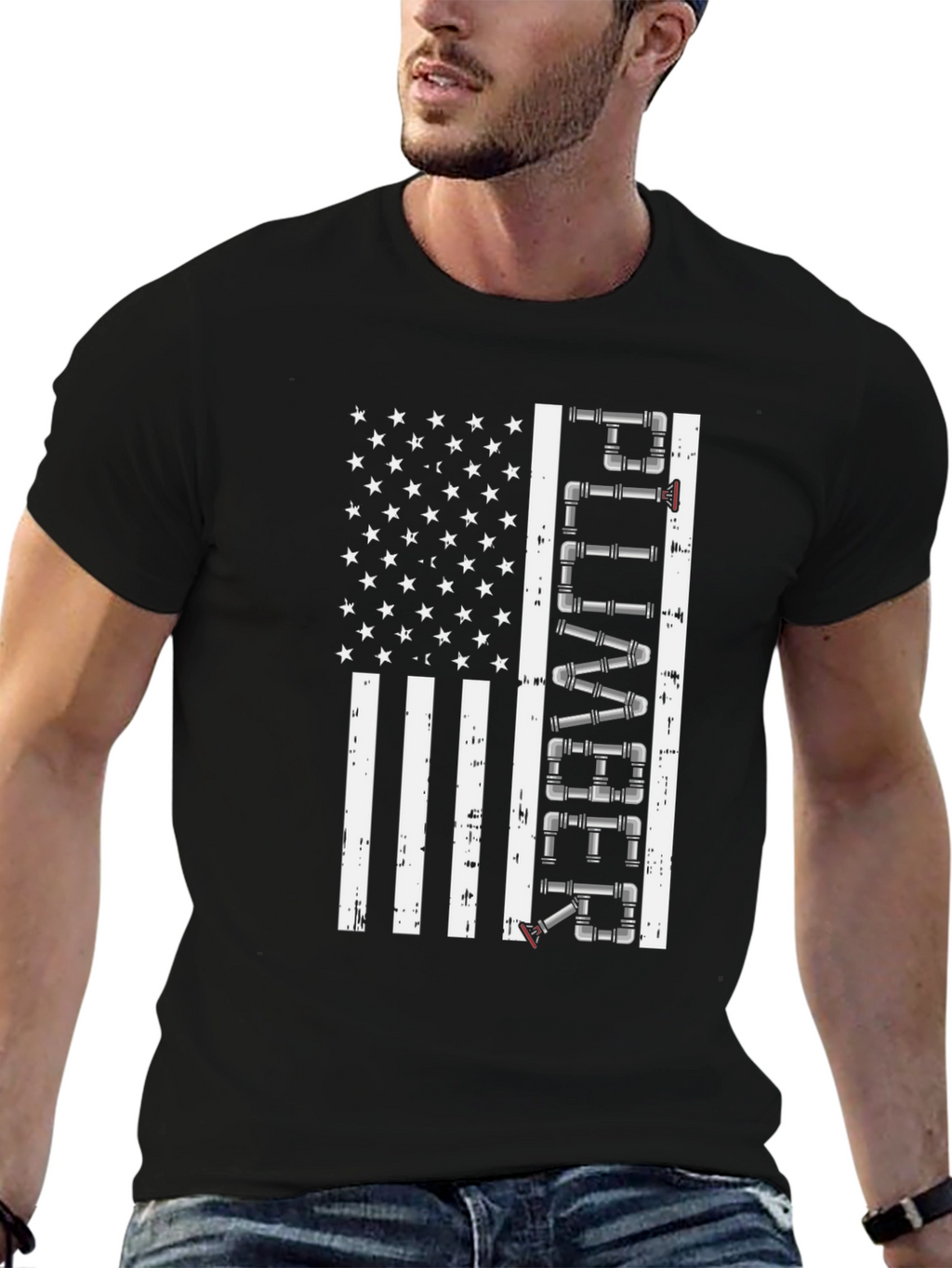 Plumber American Flag Graphic Tee