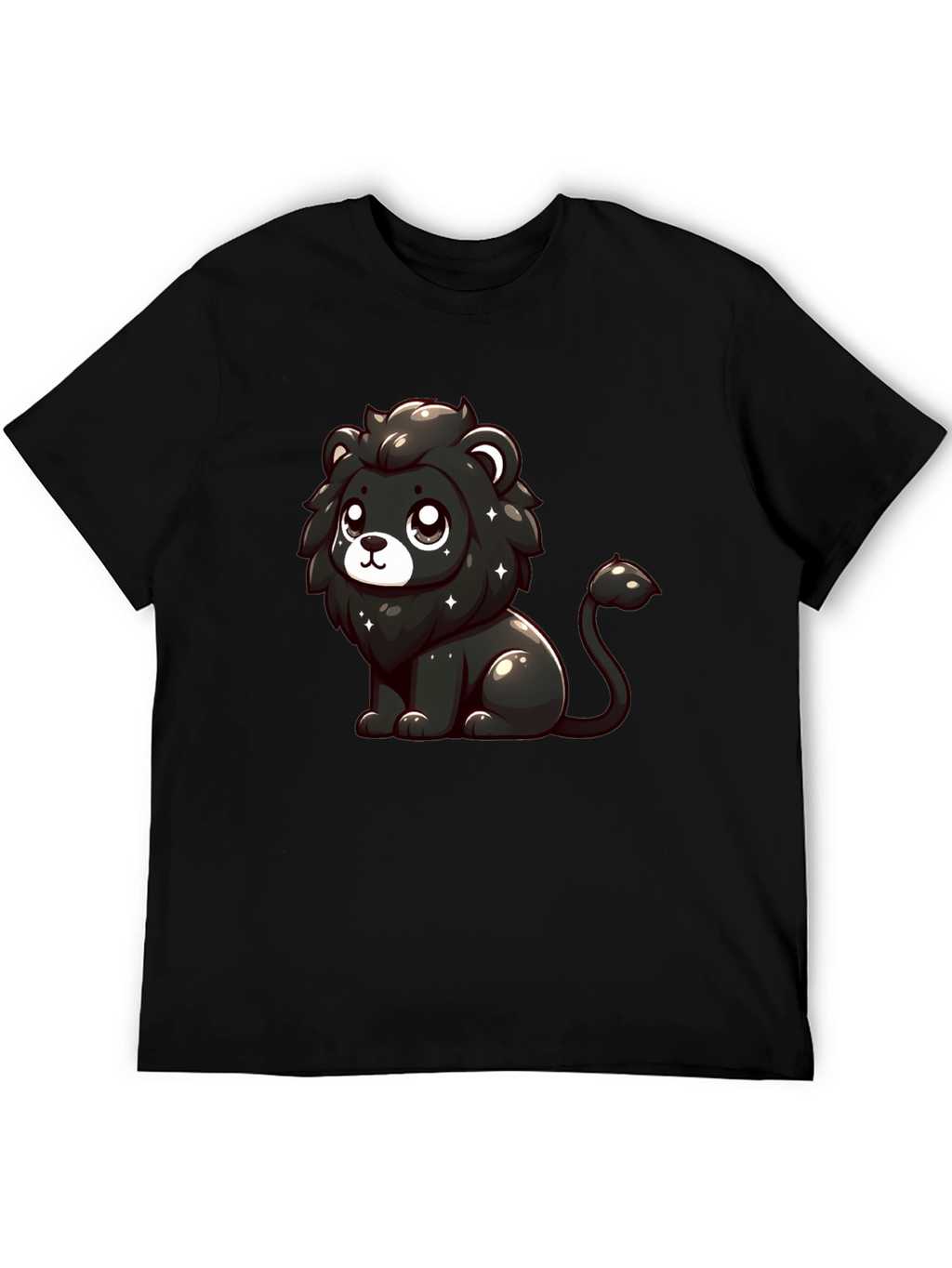 Cute Black Lion Graphic T-Shirt