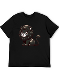 Cute Black Lion Graphic T-Shirt