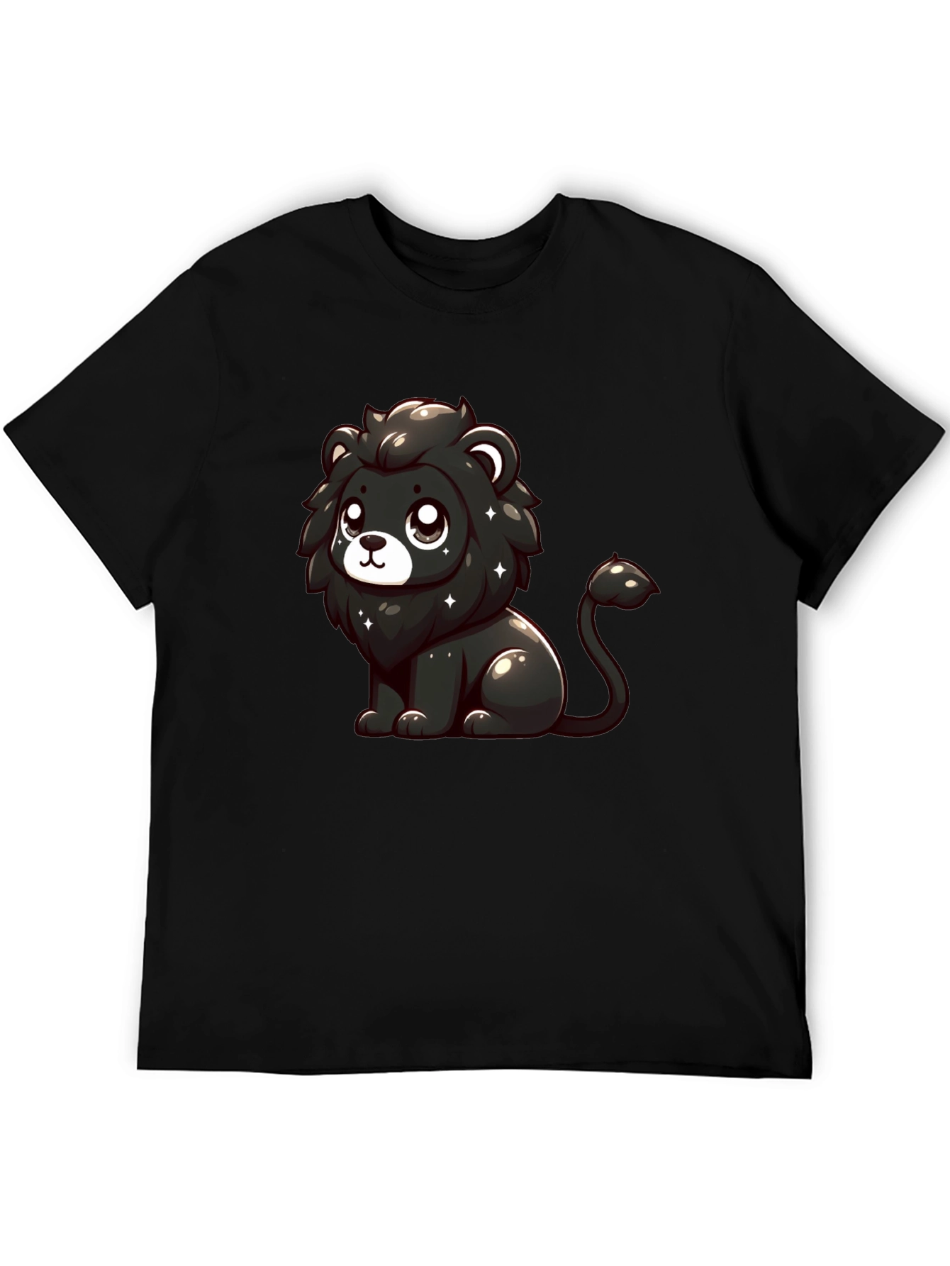 Cute Black Lion Graphic T-Shirt