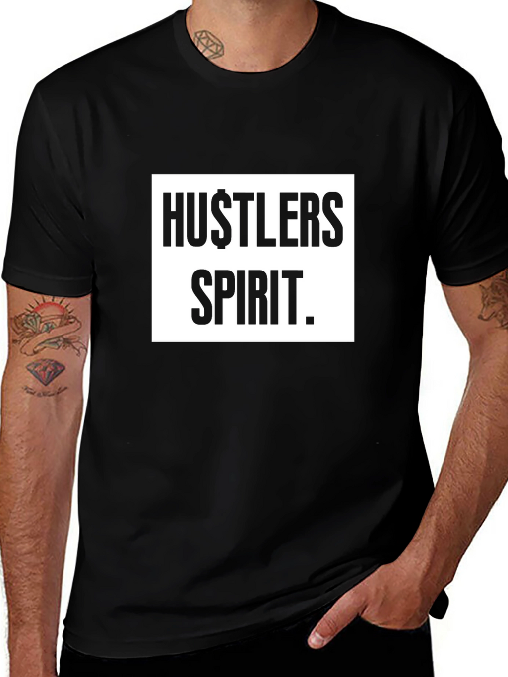 Hustlers Spirit Black Graphic Tee