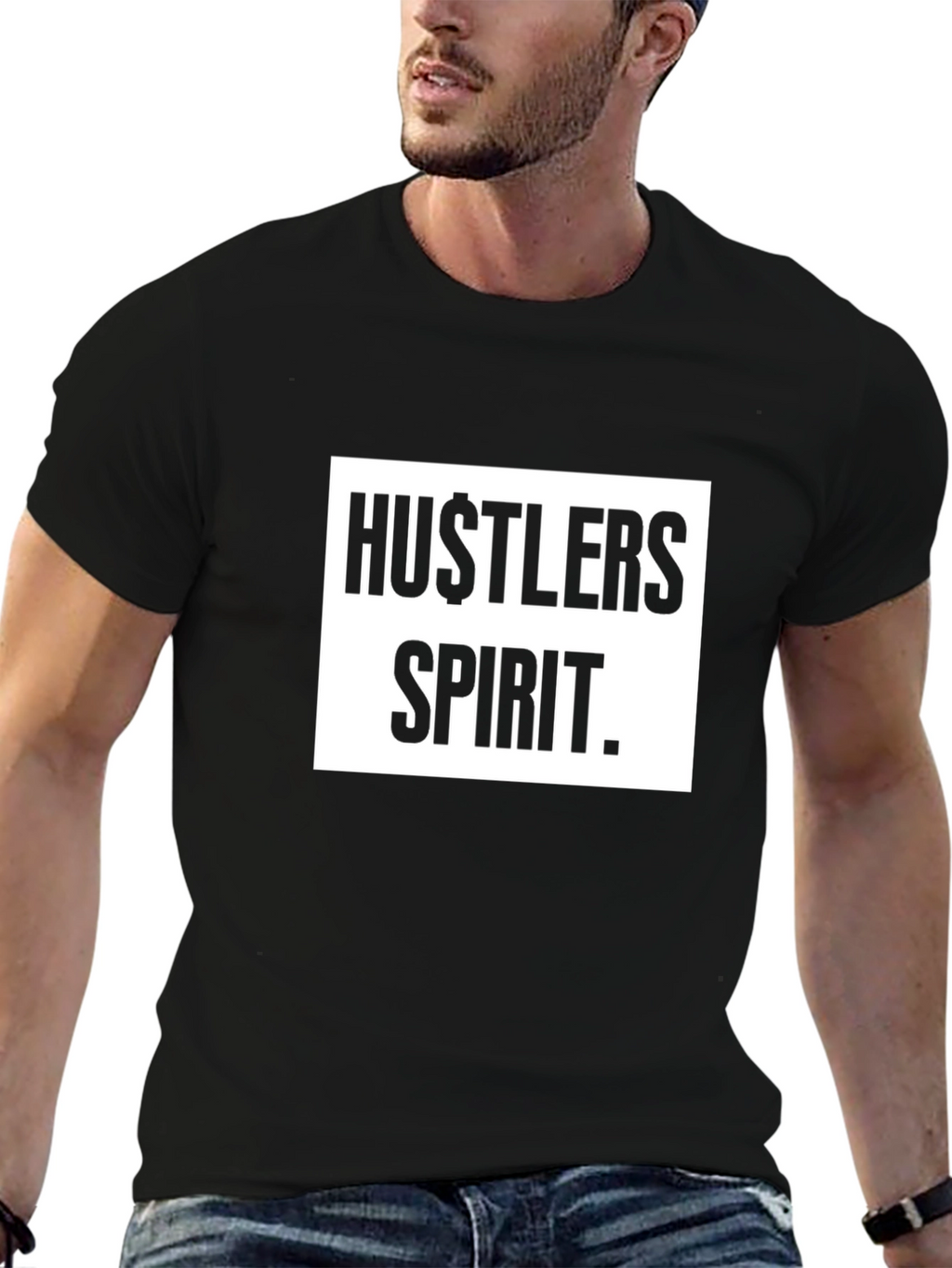 Hustlers Spirit Black Graphic Tee