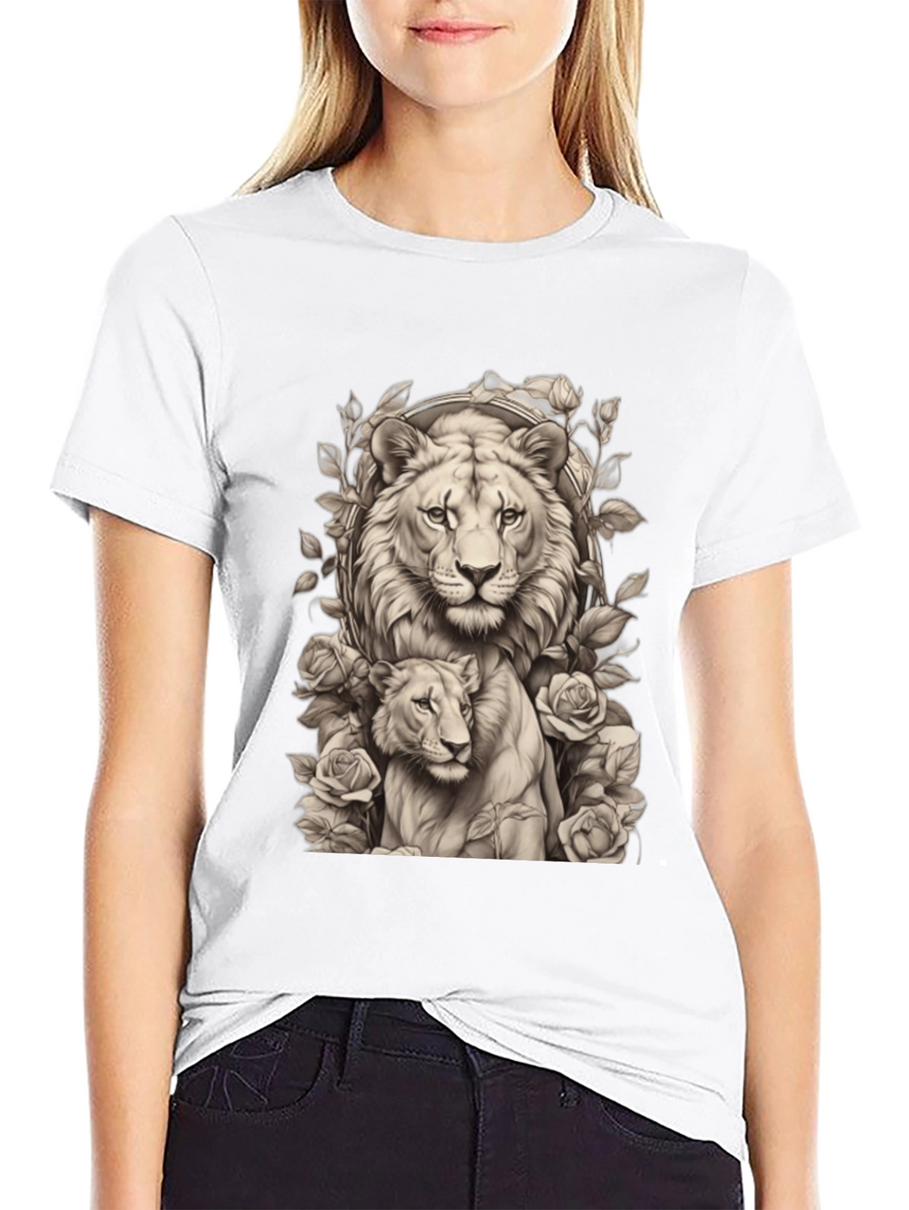 Lion & Cub Graphic Tee - Black