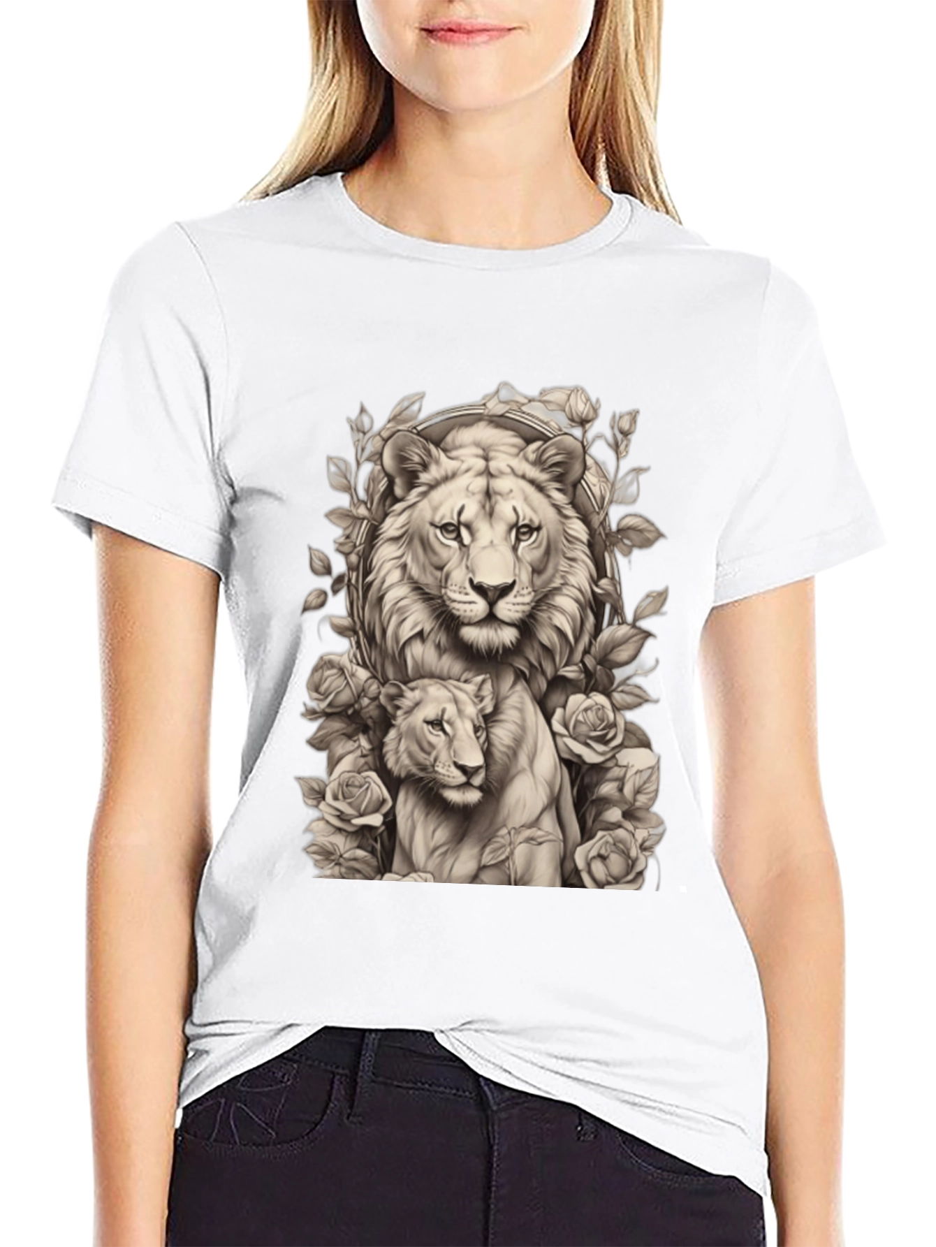 Lion & Cub Graphic Tee - Black