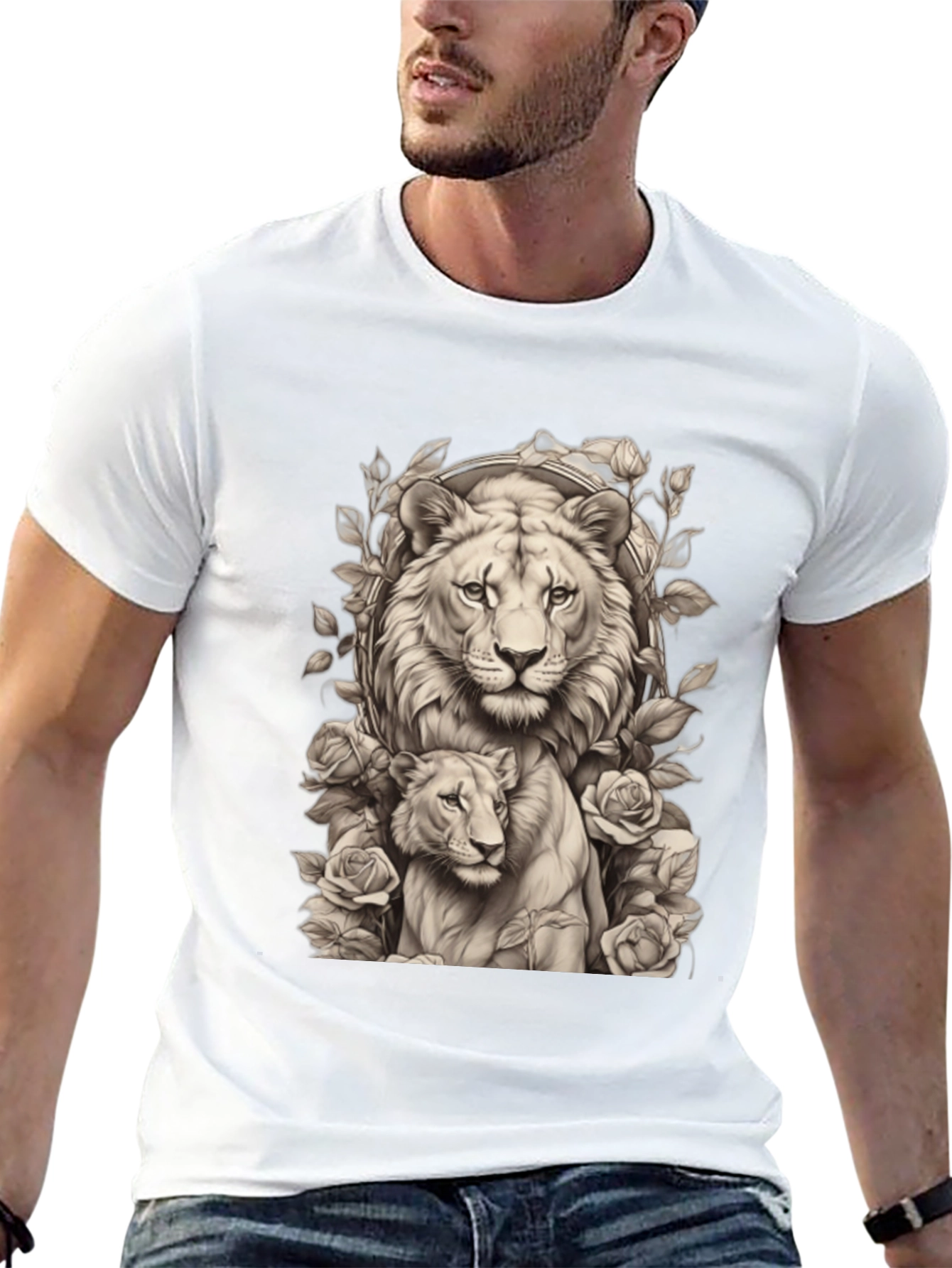 Lion & Cub Graphic Tee - Black