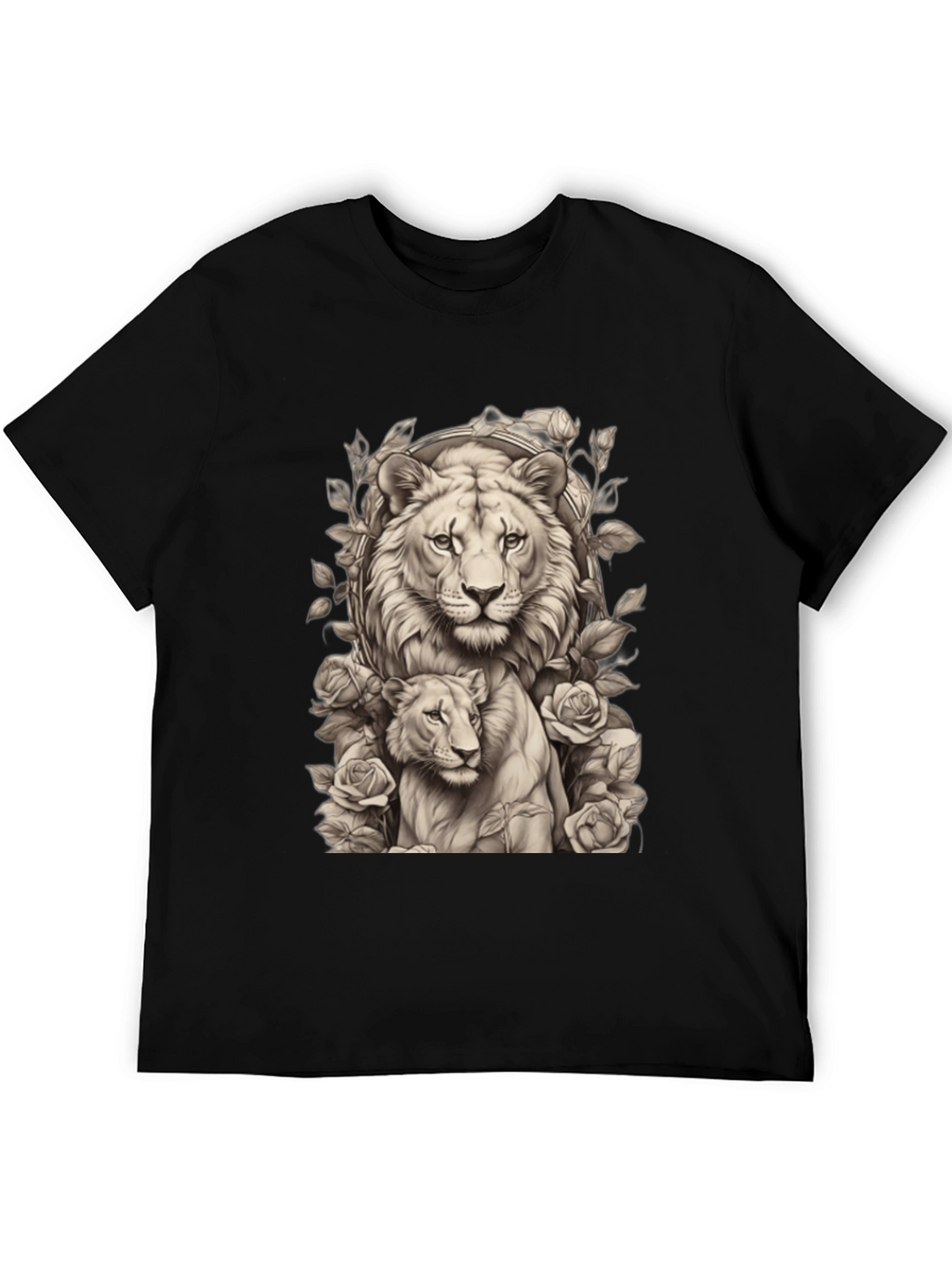 Lion & Cub Graphic Tee - Black