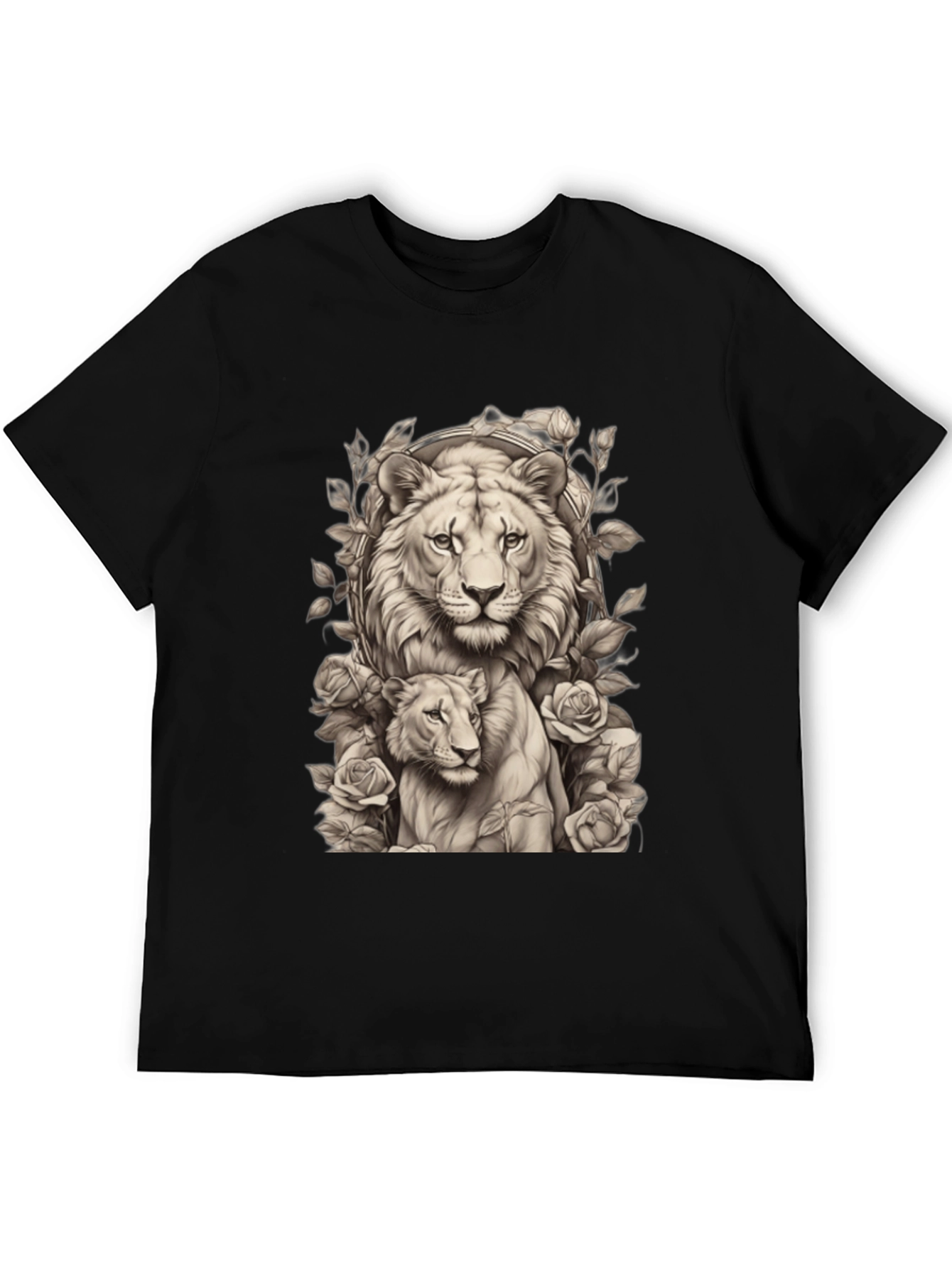 Lion & Cub Graphic Tee - Black