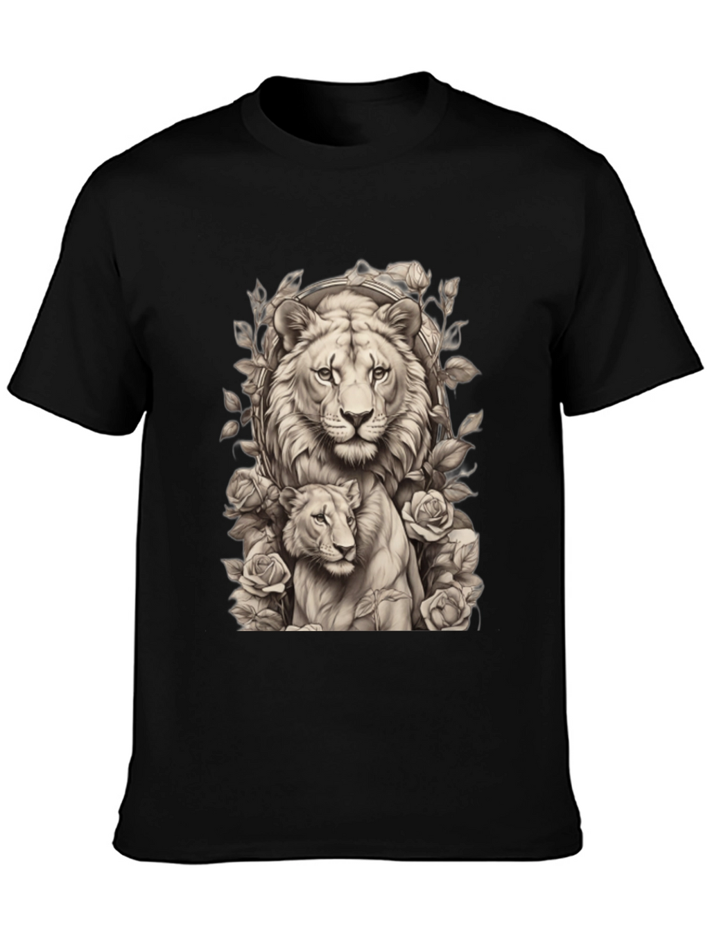 Lion & Cub Graphic Tee - Black