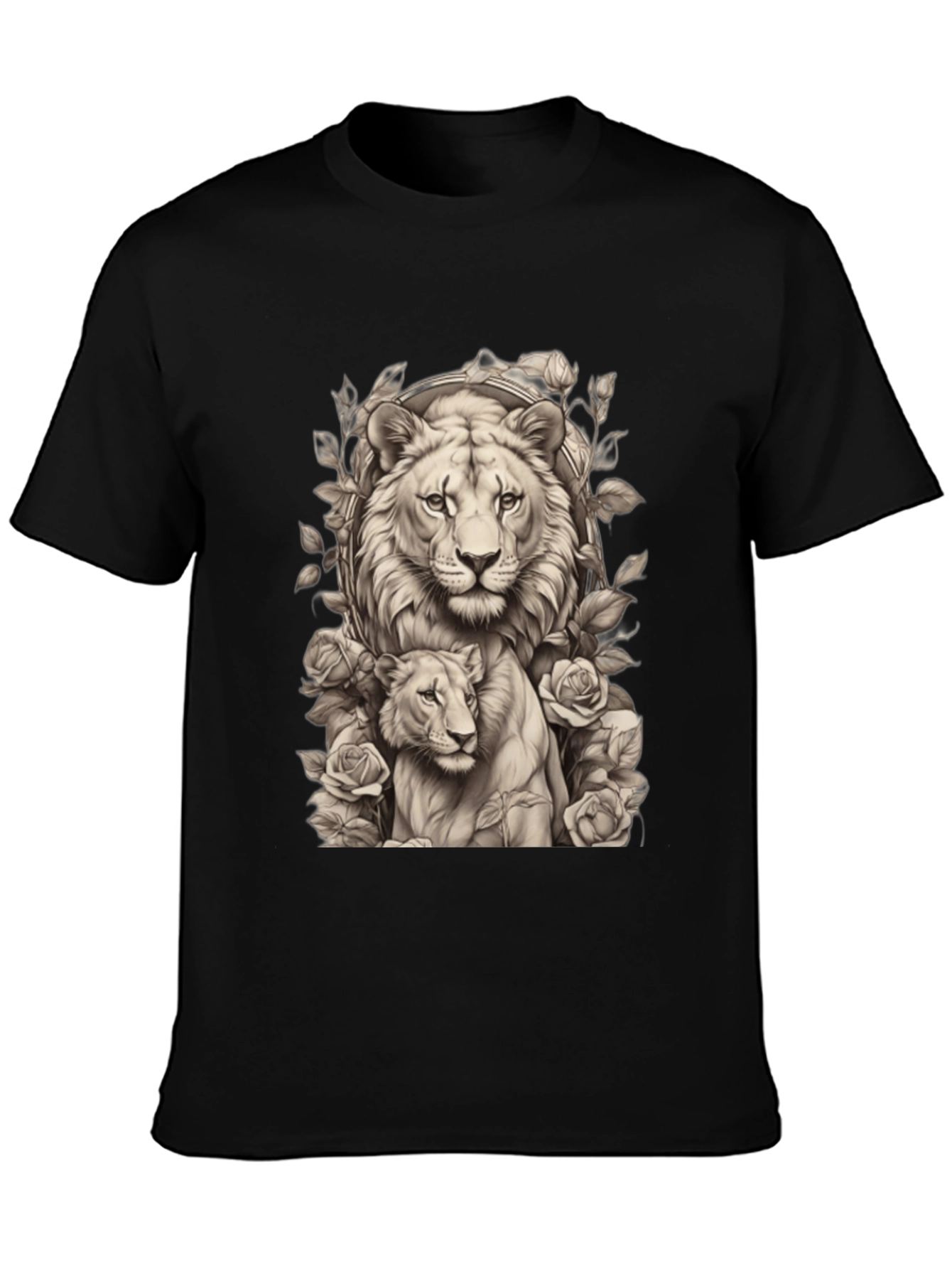 Lion & Cub Graphic Tee - Black