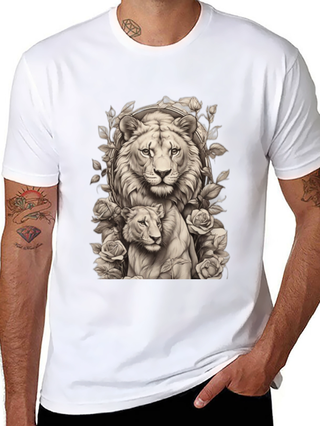 Lion & Cub Graphic Tee - Black
