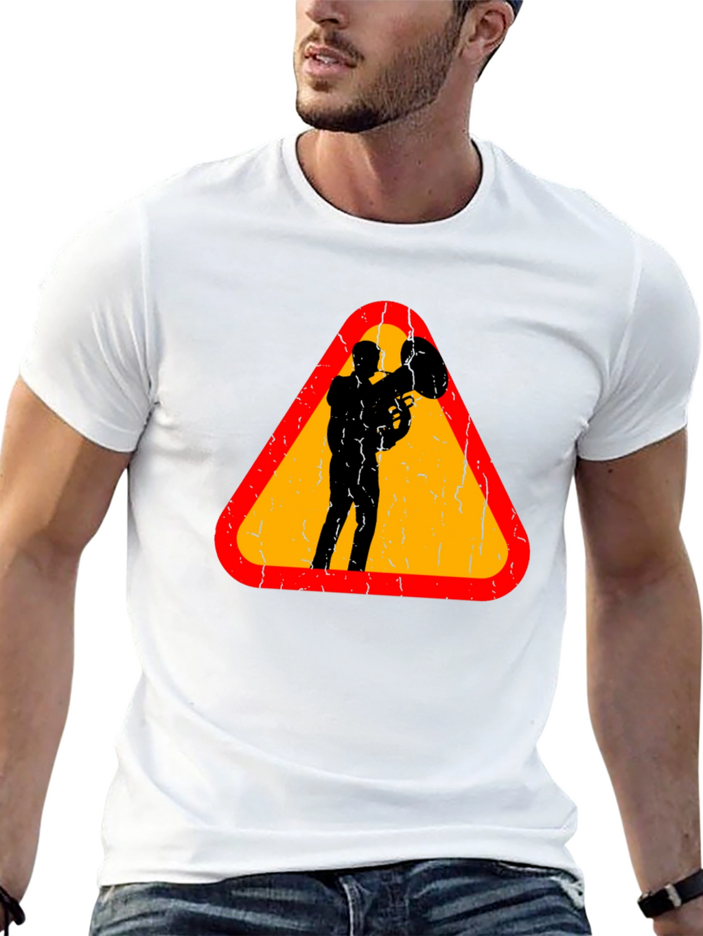 Tuba Player Graphic Tee - Musician Triangle Design