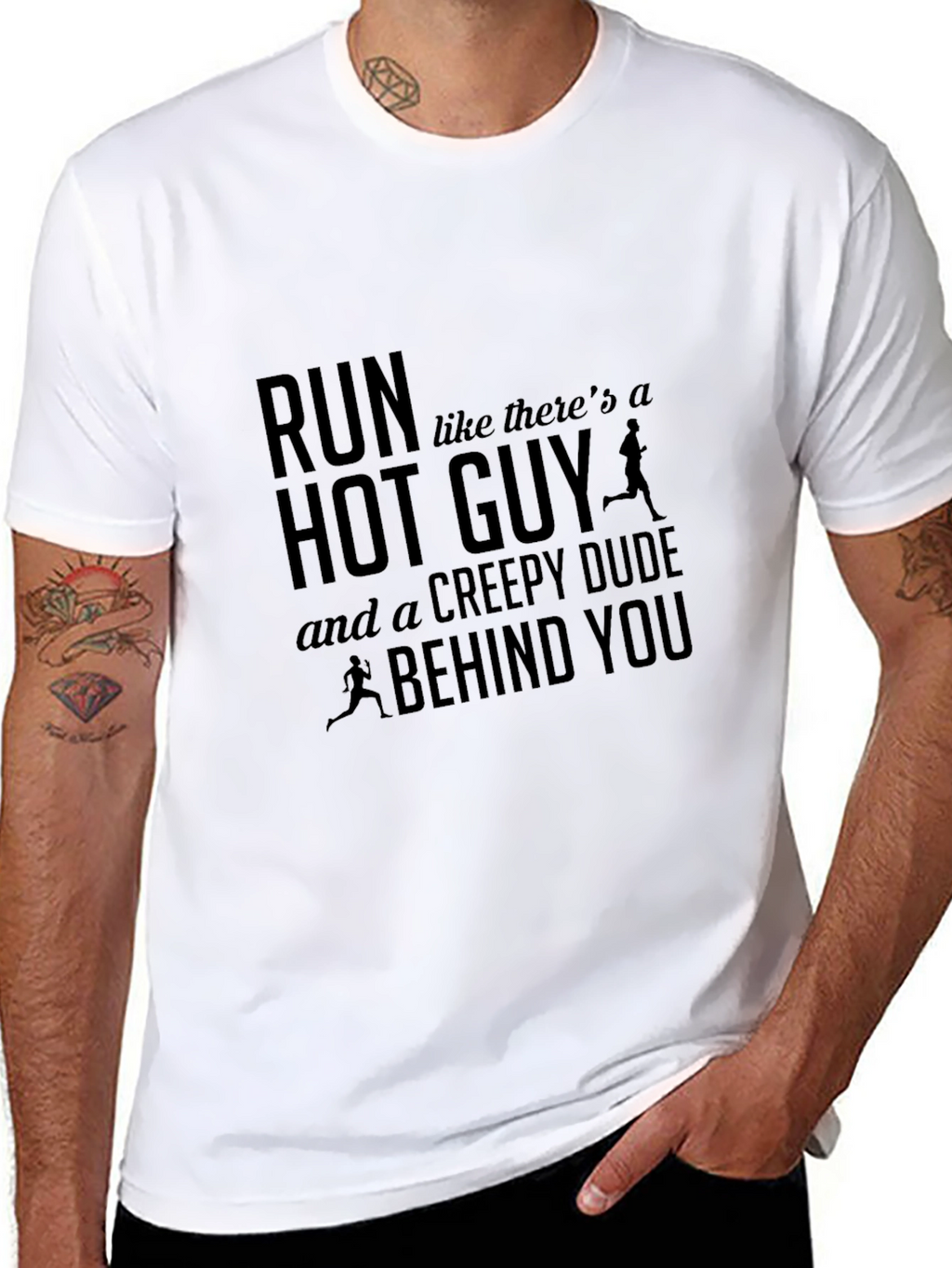 Run Hot Guy Creepy Dude Funny T-Shirt