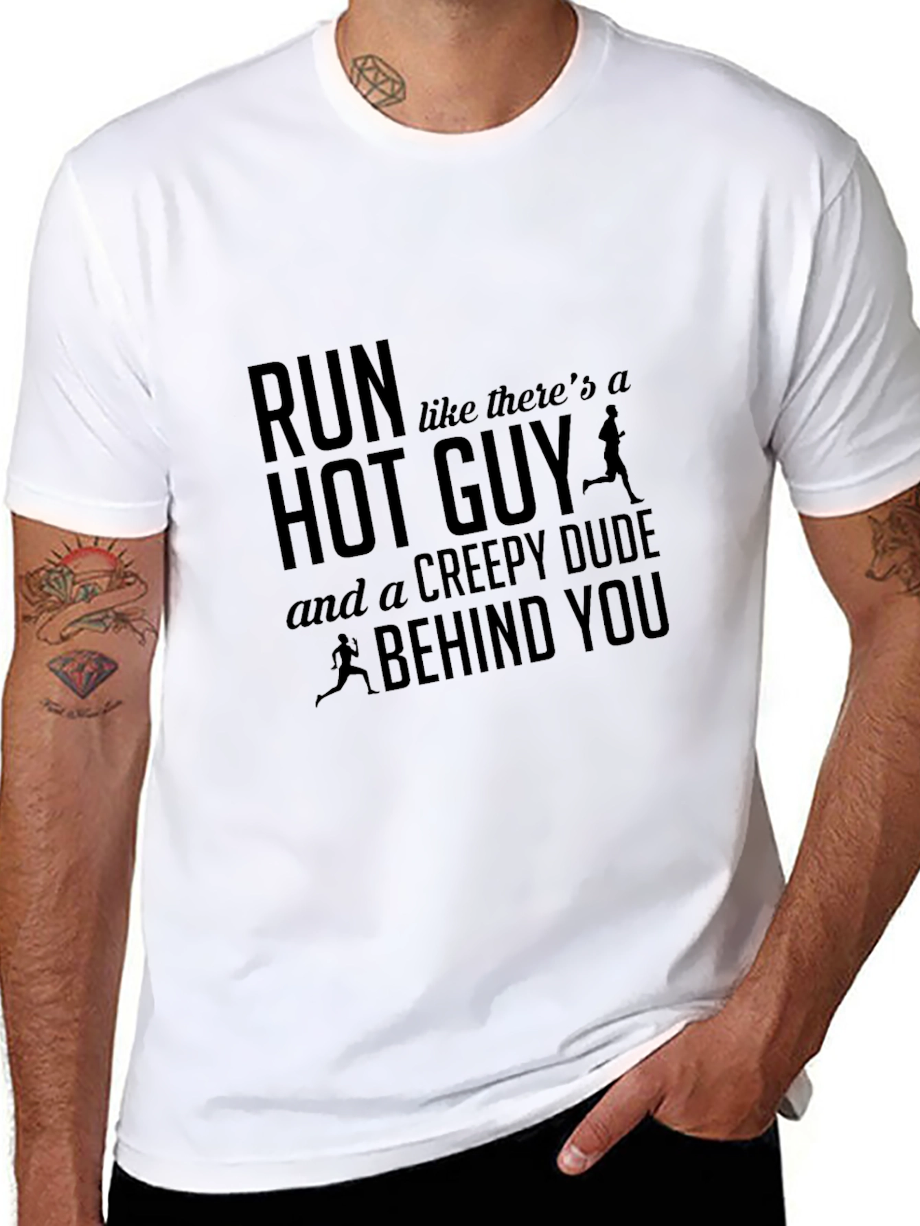 Run Hot Guy Creepy Dude Funny T-Shirt