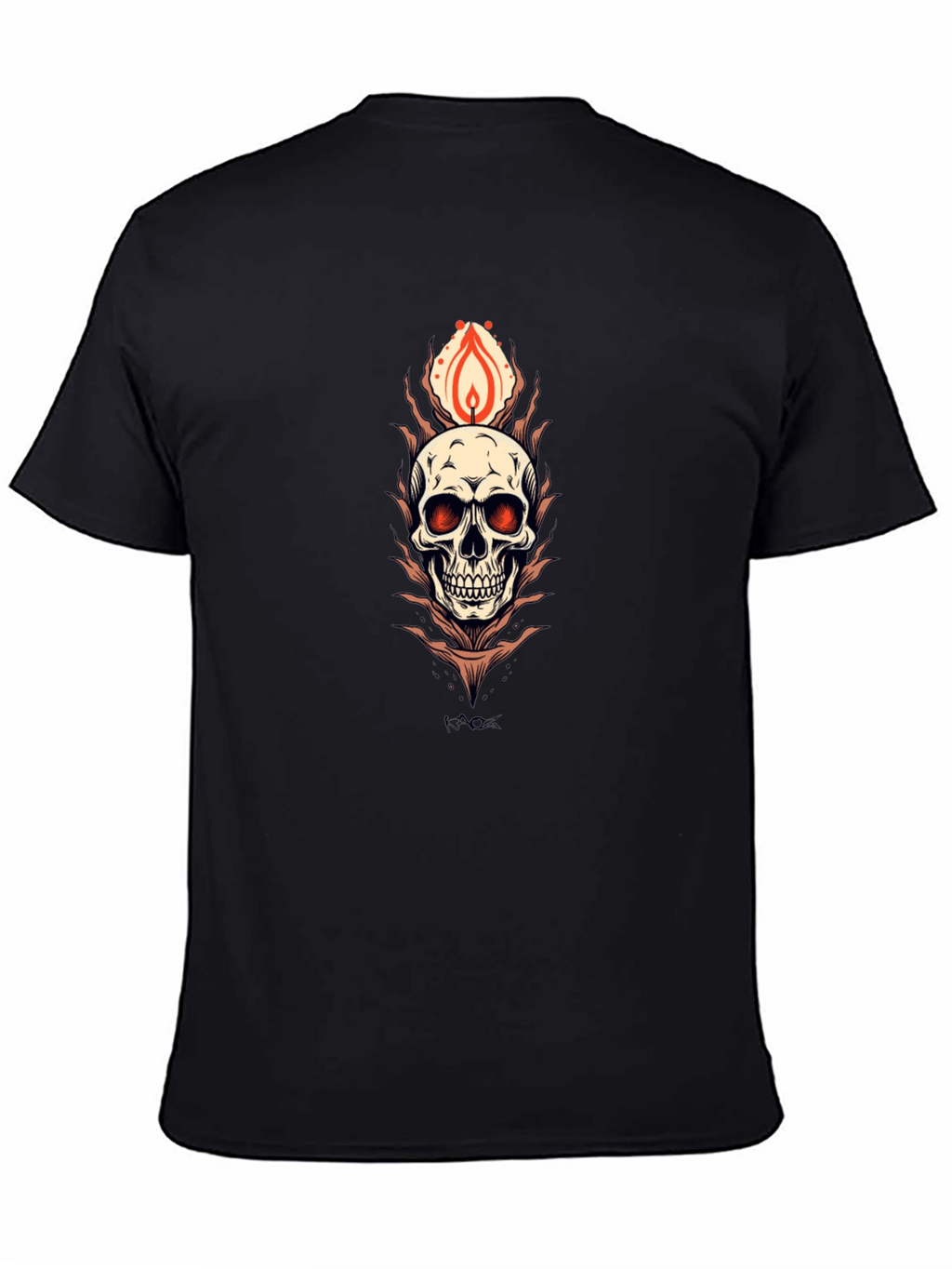 Skull Flame Graphic Tee - Mens Black T-Shirt