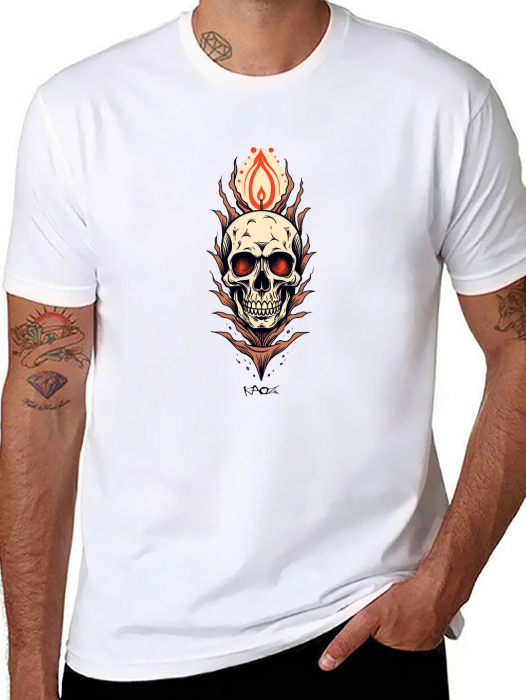 Skull Flame Graphic Tee - Mens Black T-Shirt
